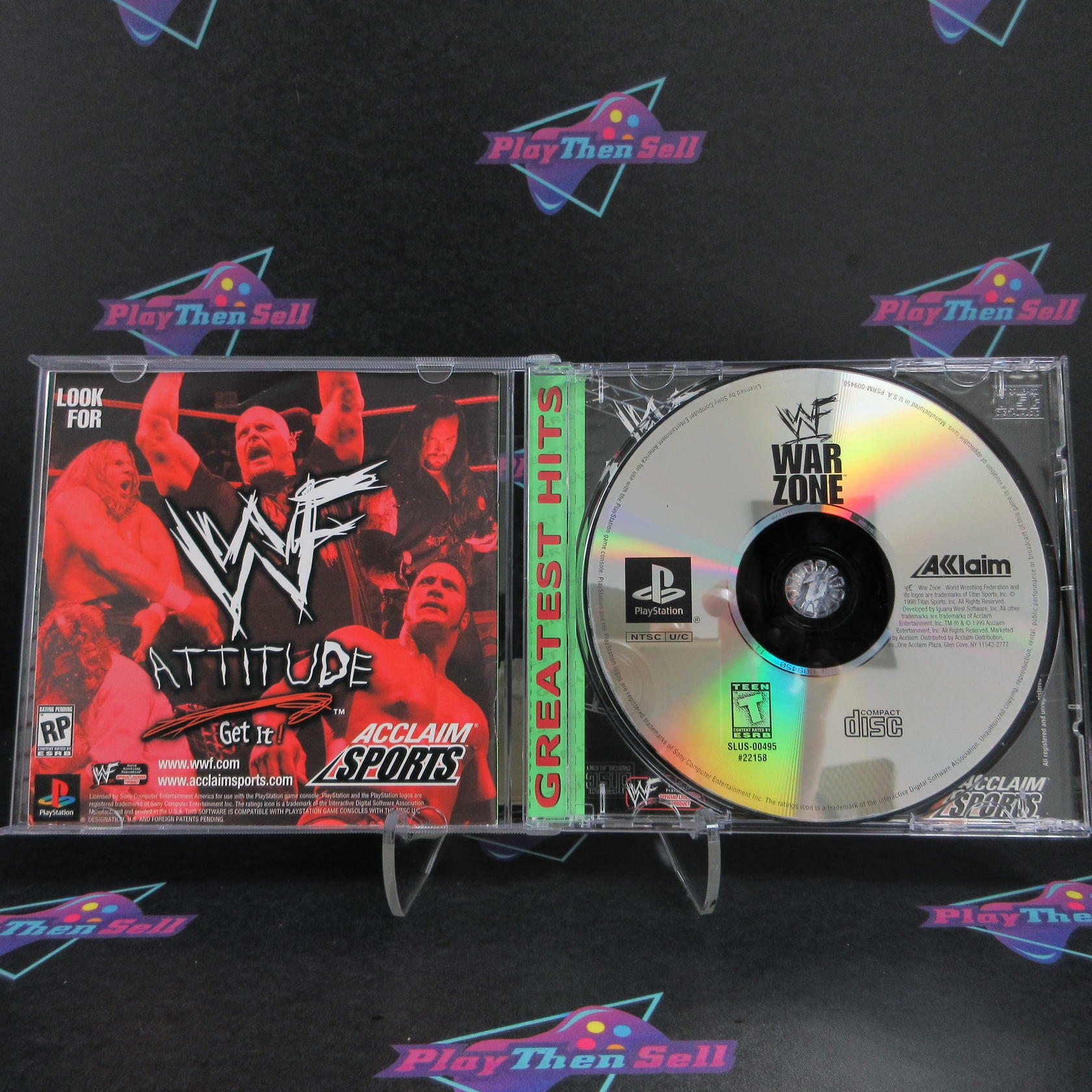 WWF Warzone Greatest Hits PS1 PlayStation 1 + Reg Card - Like New