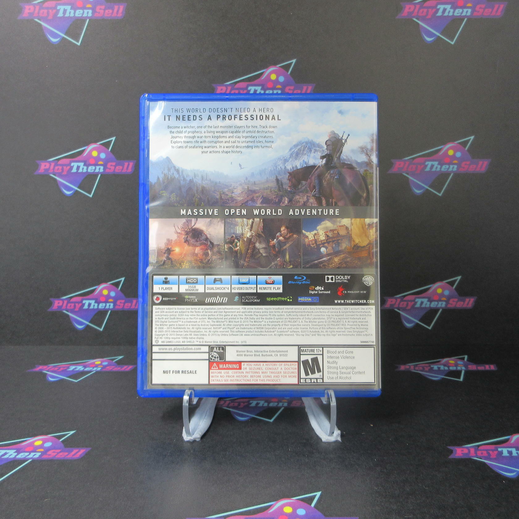 The Witcher 3 Wild Hunt PS4 Playstation 4 + Map/Soundtrack/Stickers - Like New