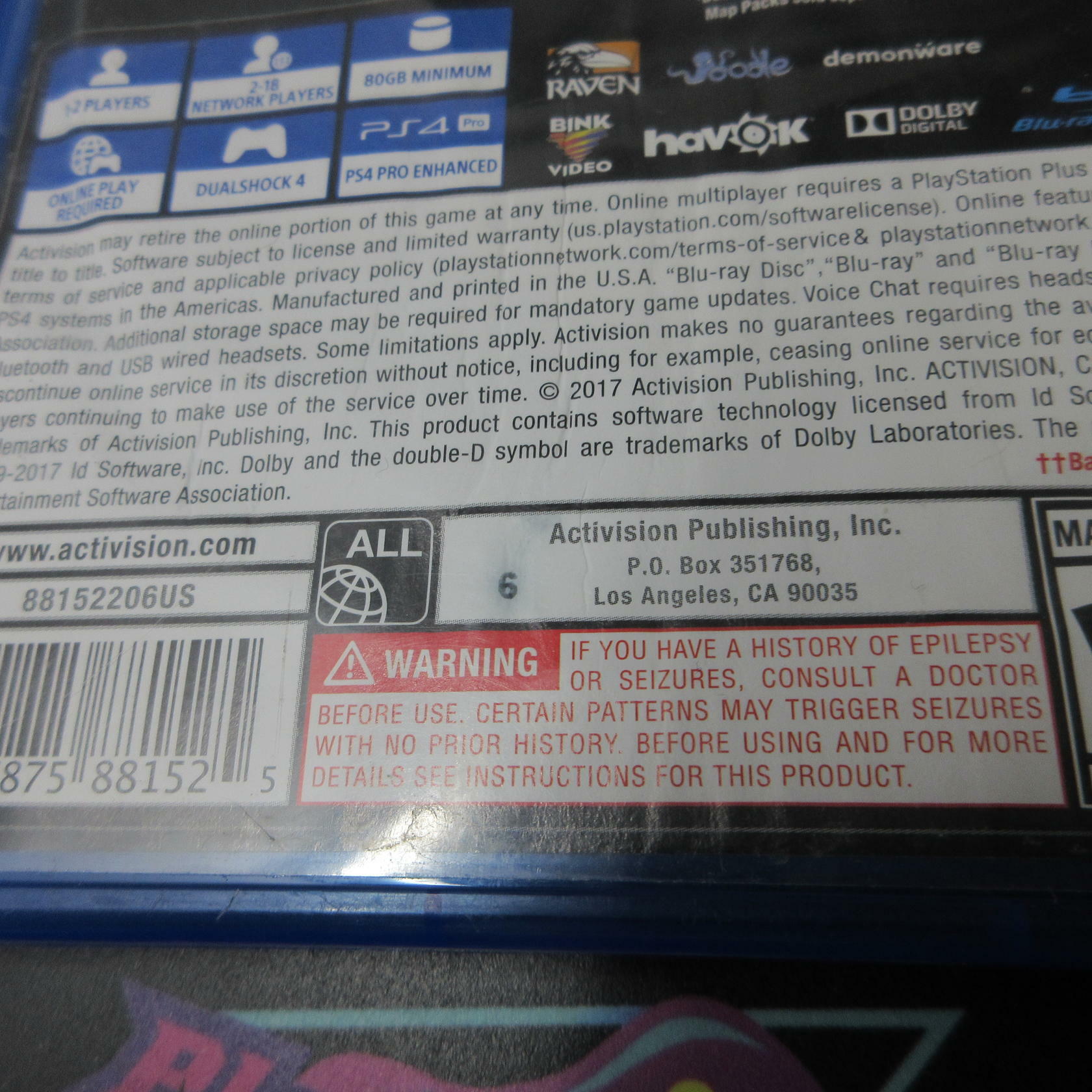 Call of Duty WWII PS4 PlayStation 4 AD Complete CIB - Very Good