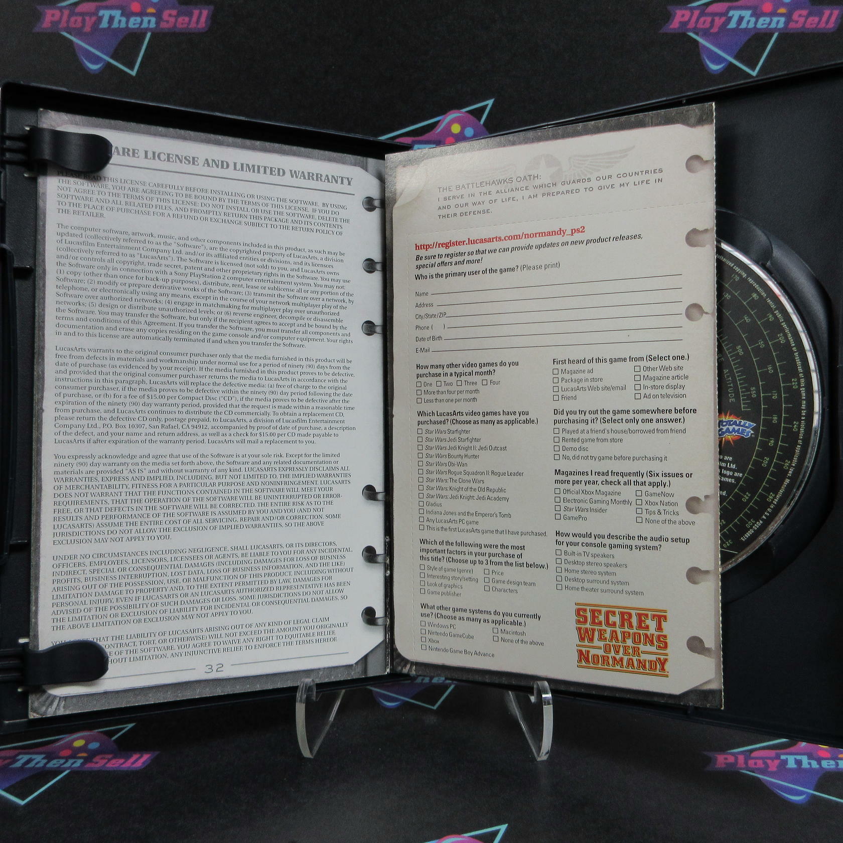 Secret Weapons Over Normandy PS2 PlayStation 2 + Reg Card - Like New