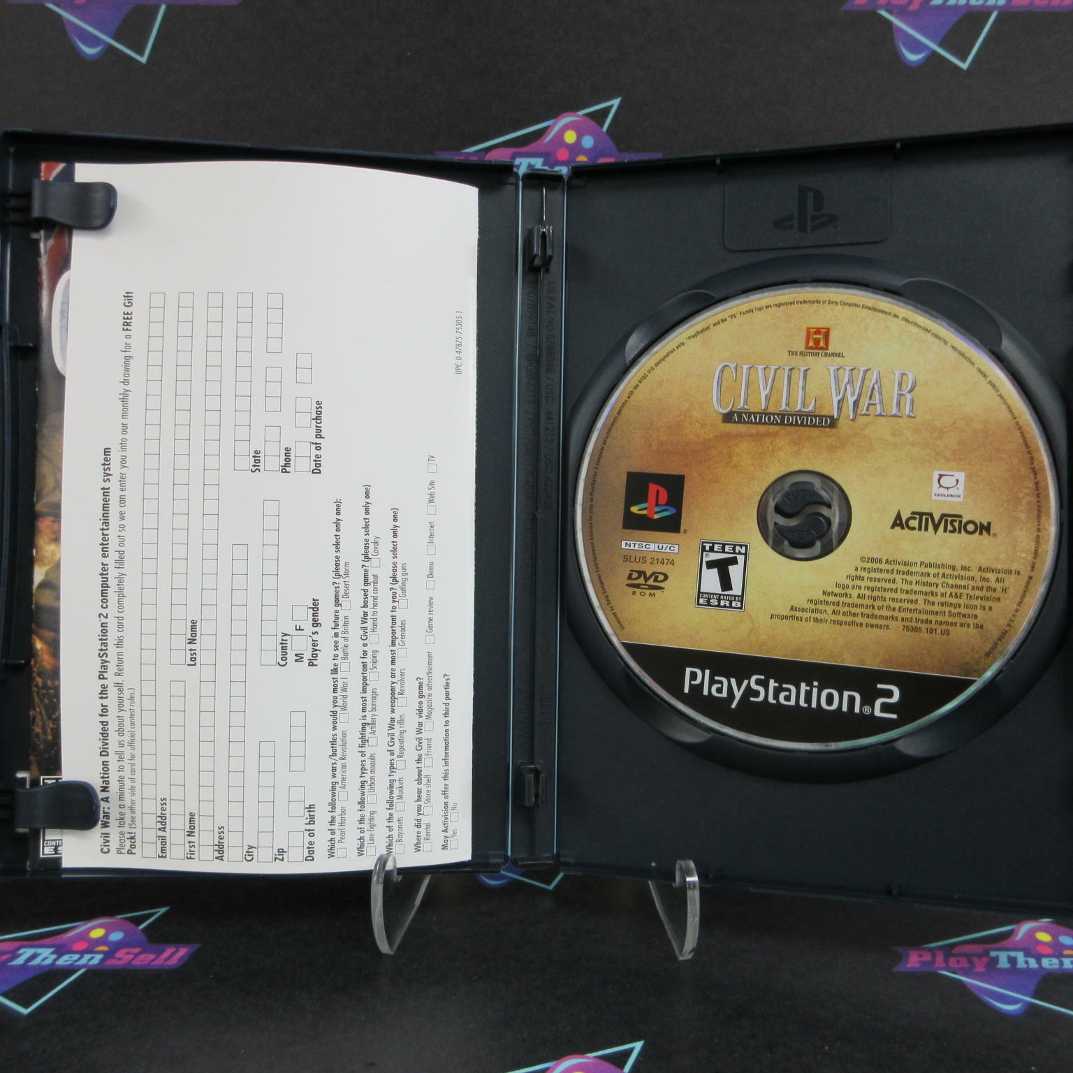 Civil War A Nation Divided PS2 PlayStation 2 + Reg Card - Like New