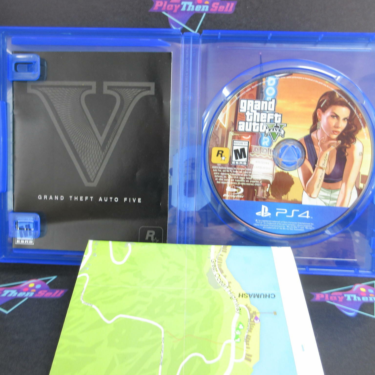 Grand Theft Auto V PS4 PlayStation 4 + Map - Like New