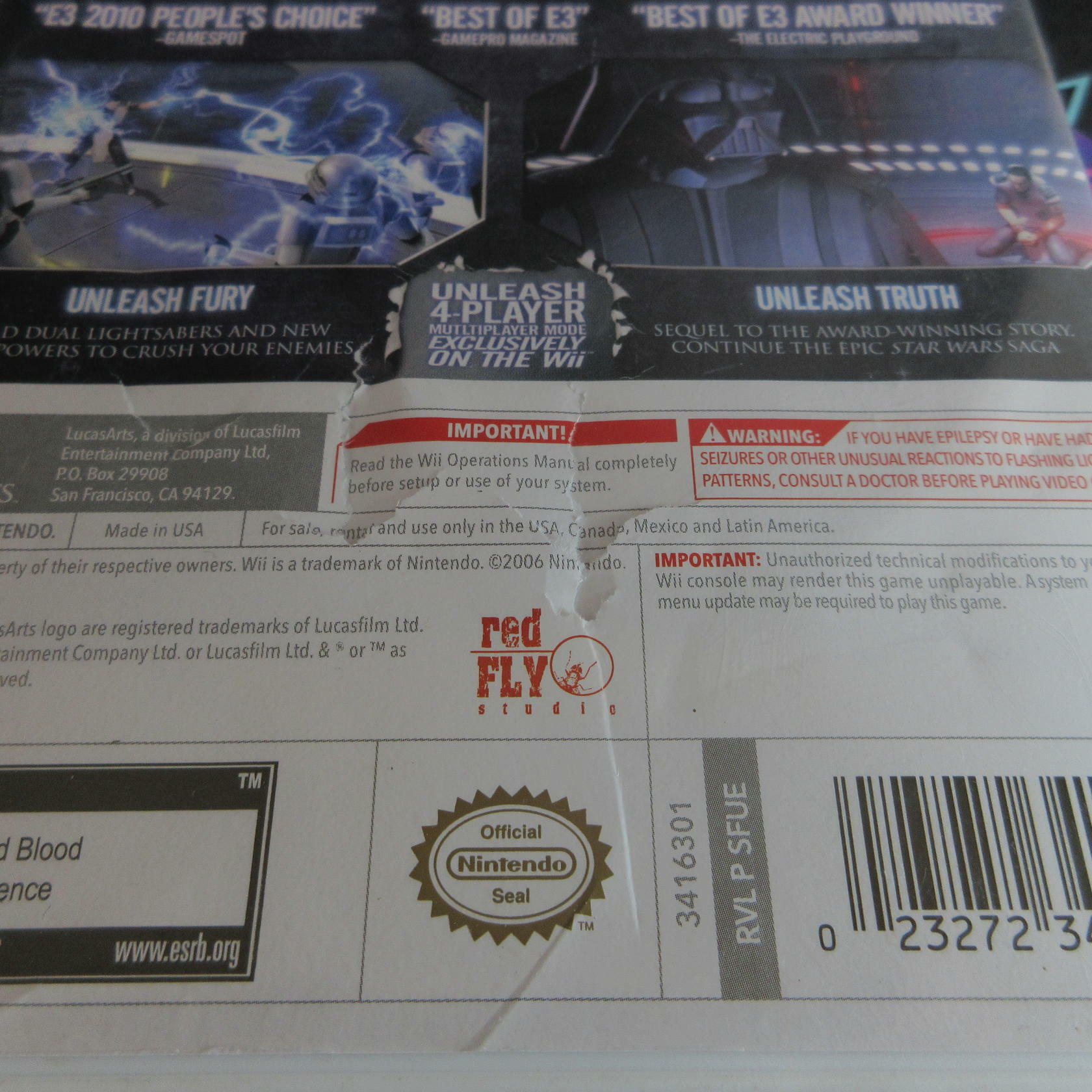 Star Wars The Force Unleashed II Nintendo Wii AD Complete CIB - Very Good