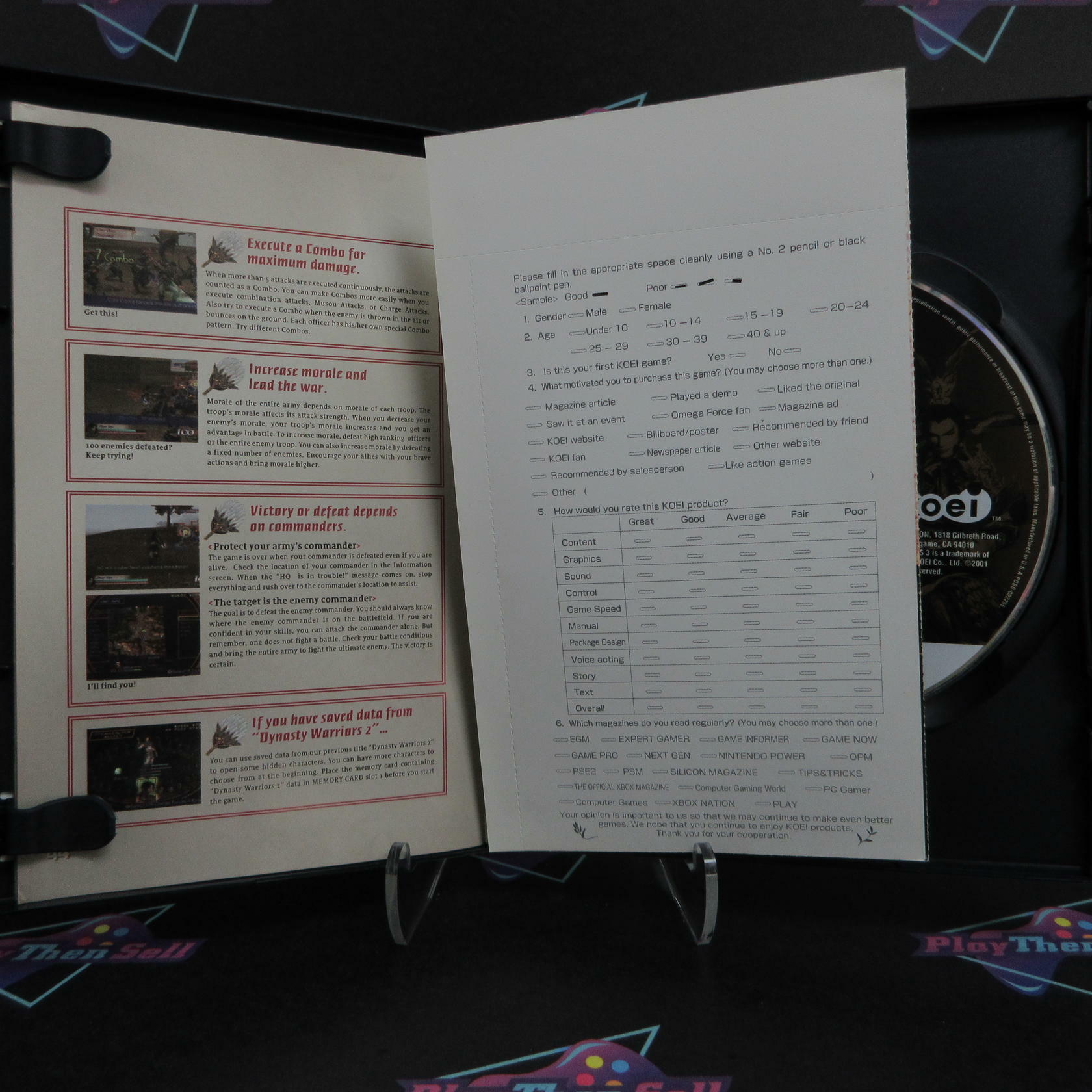 Dynasty Warriors 3 PS2 PlayStation 2 + Reg Card - Like New