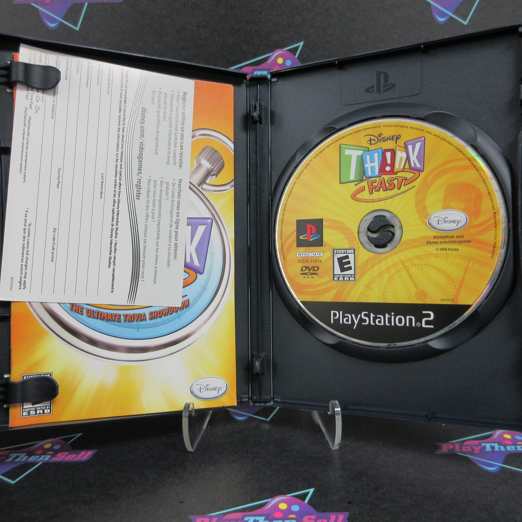 Disney Think Fast Software Only PS2 PlayStation 2 + Reg Card - Like New