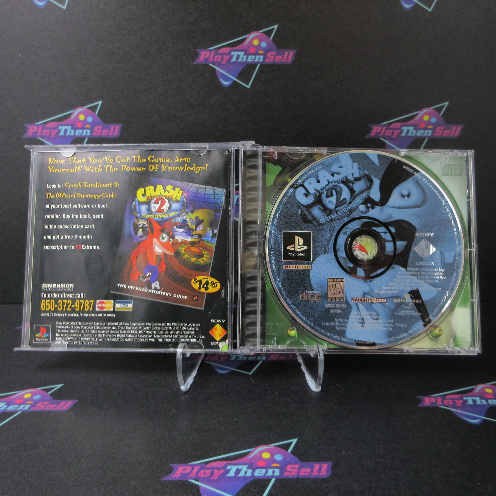 Crash Bandicoot 2 Cortex Strikes Back Holo Cover PS1 PlayStation 1 AD CIB - Very Good