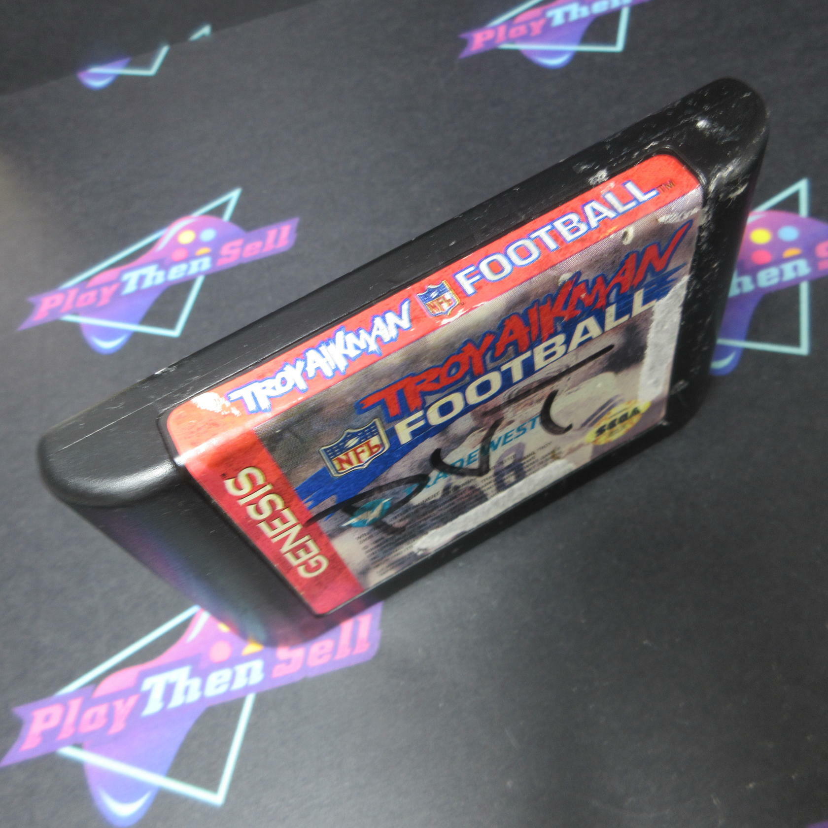 Troy Aikman Football Sega Genesis Cartridge Only AD Authentic / Tested - Very Good