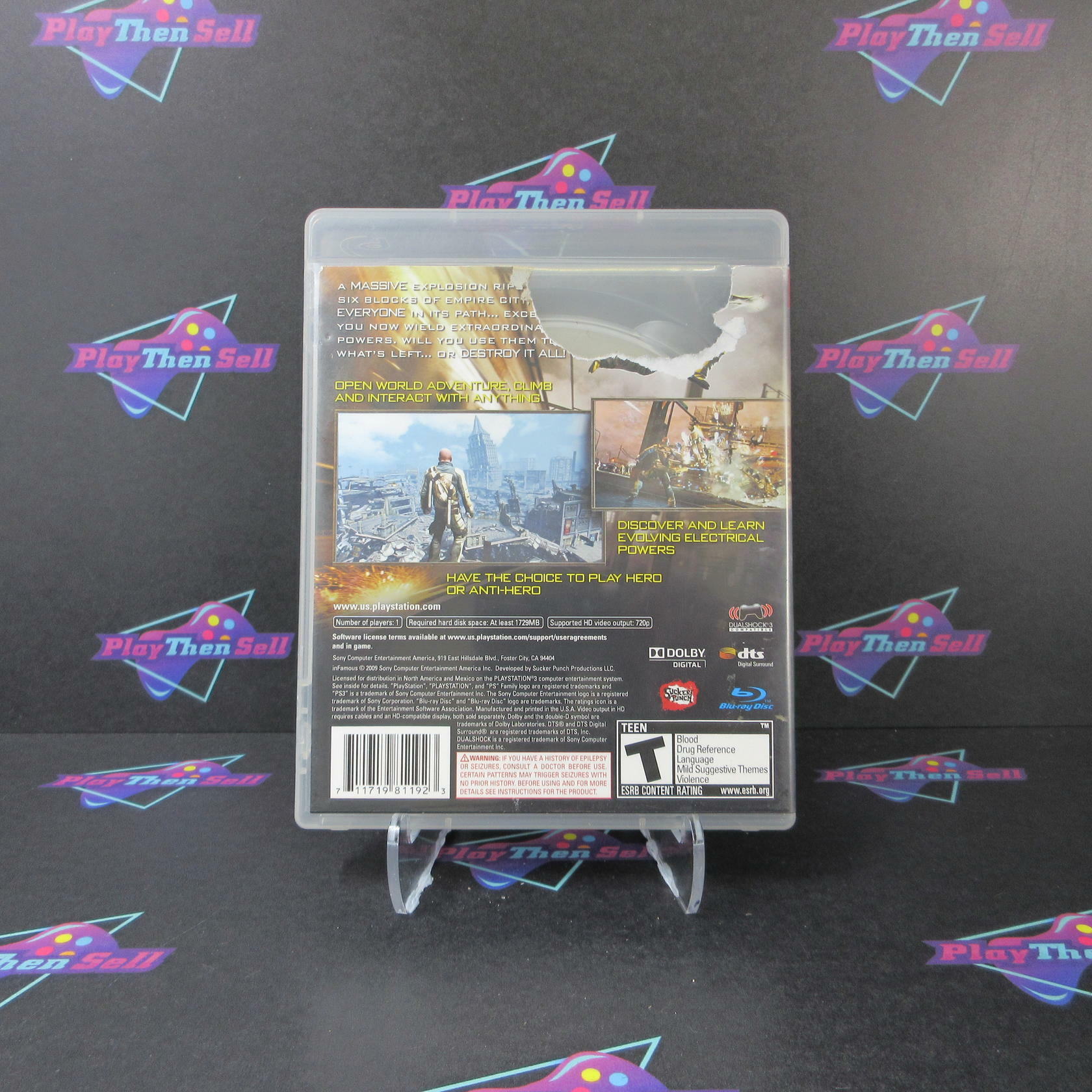 Infamous PS3 PlayStation 3 AD/NM - Very Good