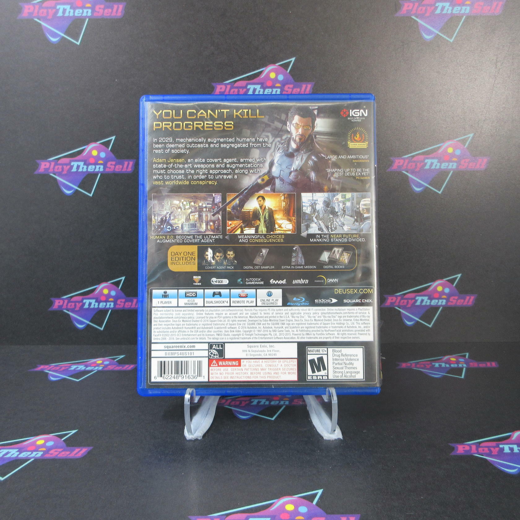 Deus Ex Mankind Divided Day One PS4 PlayStation 4 DD Complete CIB - Very Good