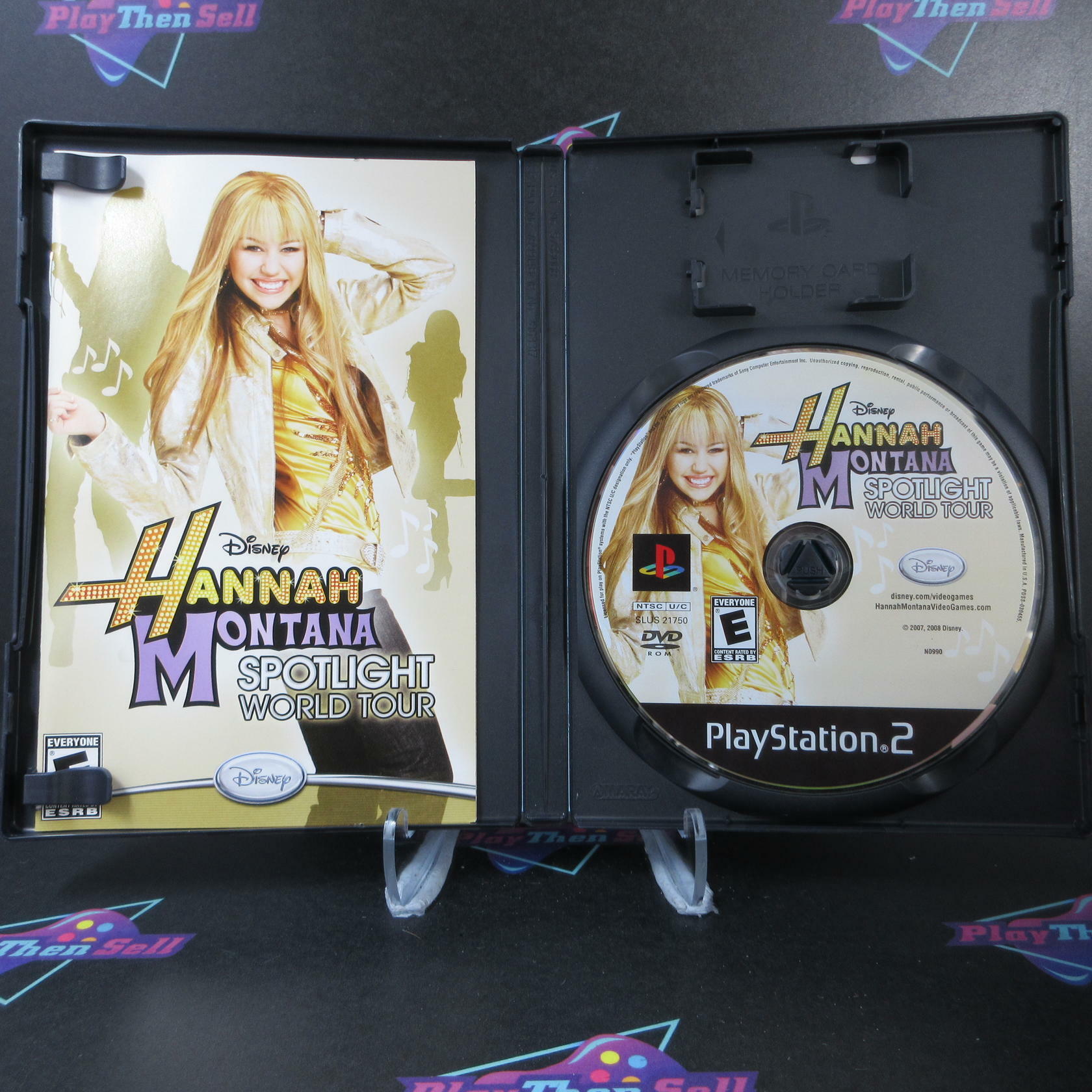 Hannah Montana Spotlight World Tour Rental Art PS2 PlayStation 2 AD Complete CIB - Very Good
