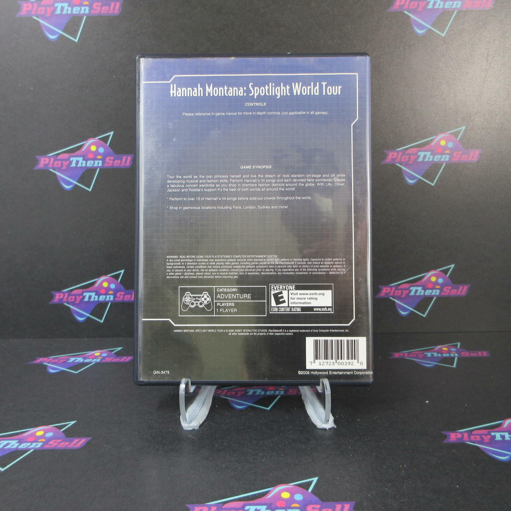 Hannah Montana Spotlight World Tour Rental Art PS2 PlayStation 2 AD Complete CIB - Very Good