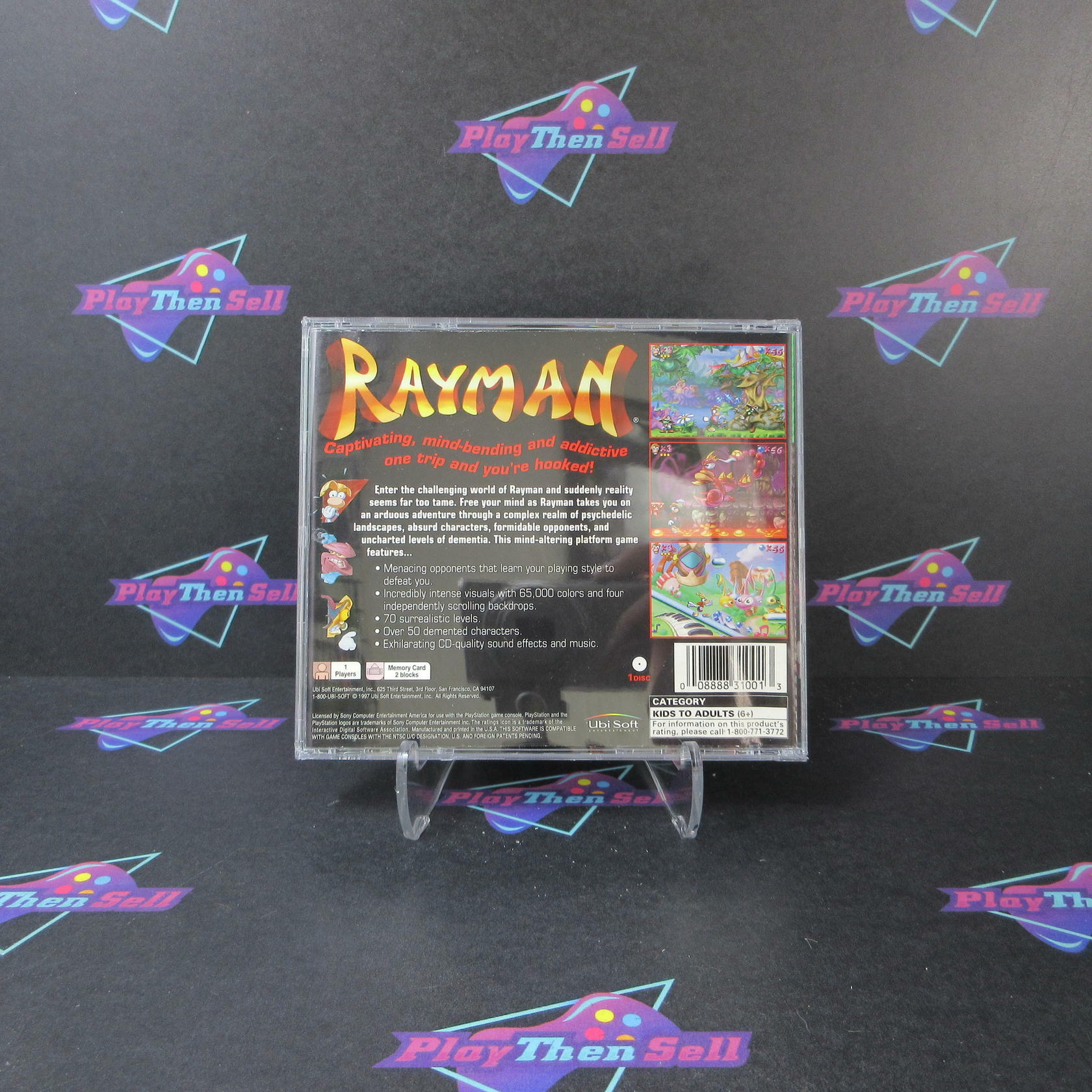 Rayman Greatest Hits + Reg Card PS1 Playstation 1 AD/MD/DD Complete CIB - Very Good