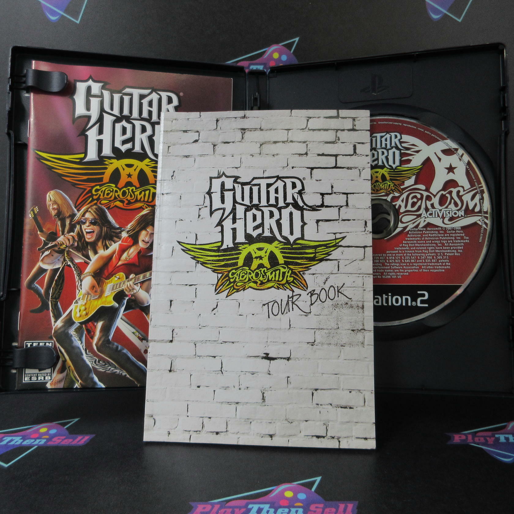 Guitar Hero Aerosmith PS2 PlayStation 2 + Tour Book - Like New