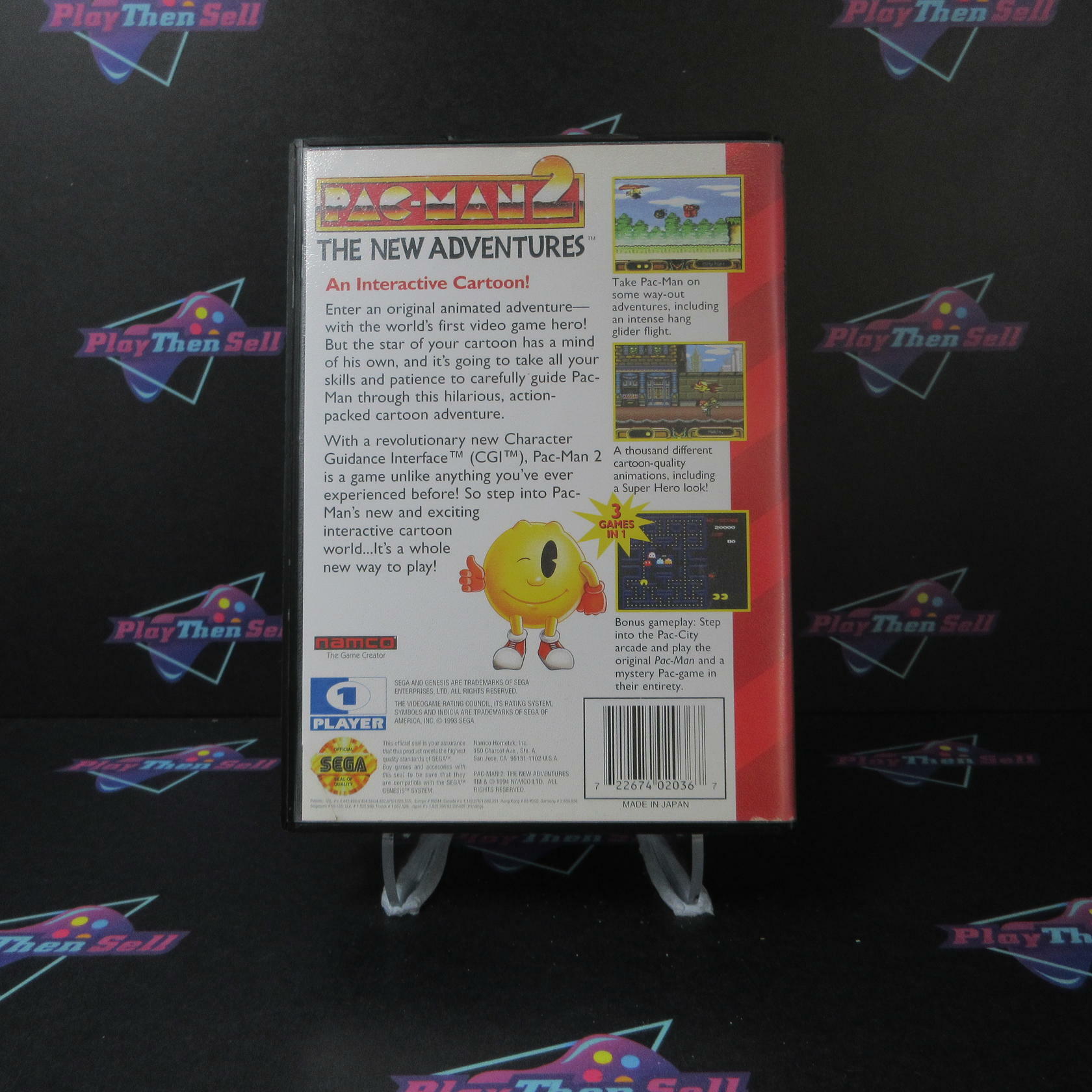 Pac Man 2 - Holo Art Sega Genesis Complete CIB Authentic / Tested - Very Good