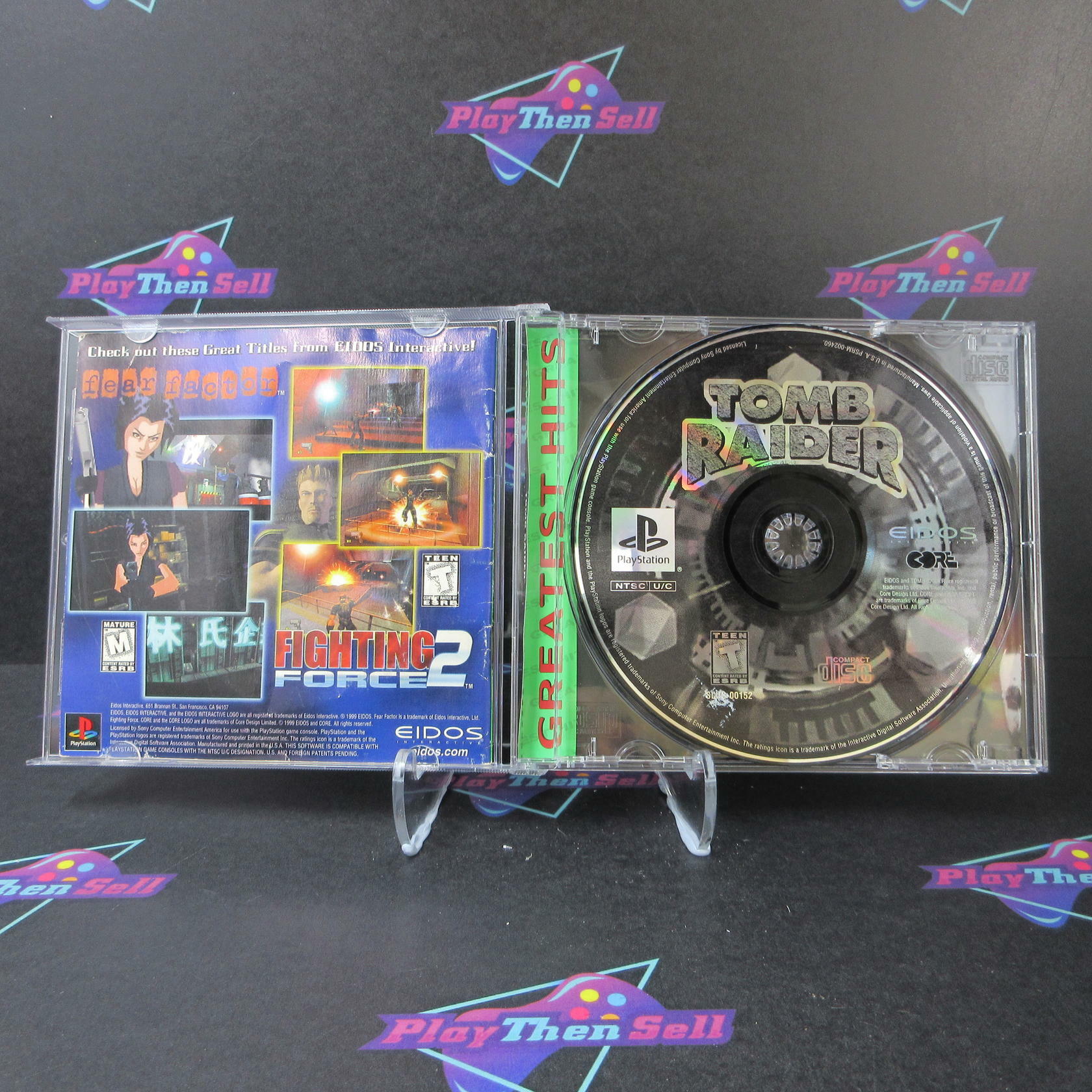Tomb Raider Greatest Hits + Reg Card PS1 PlayStation 1 AD/MD Complete CIB - Very Good