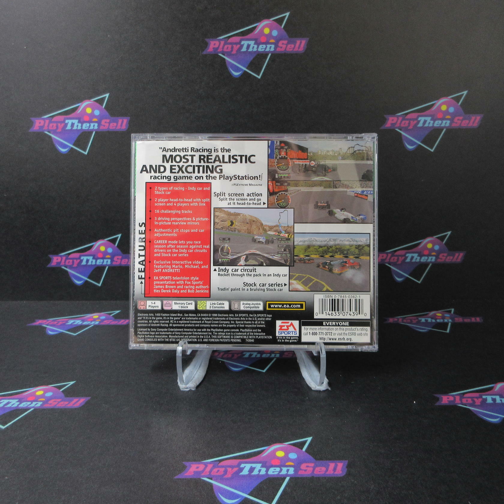 Andretti Racing + Reg Card PS1 PlayStation 1 MD Complete CIB - Very Good