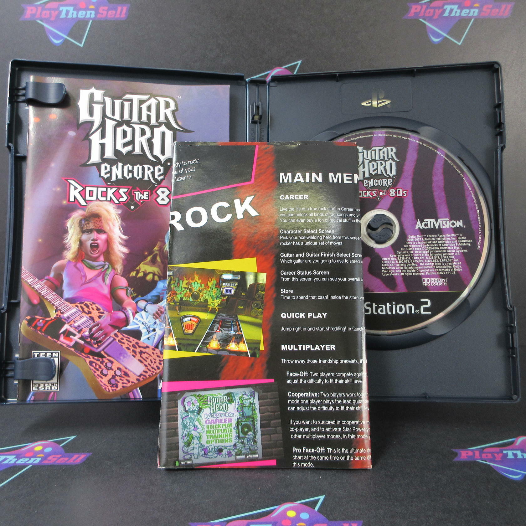 Guitar Hero Encore Rocks the 80's + Poster PS2 PlayStation 2 DD Complete - Very Good