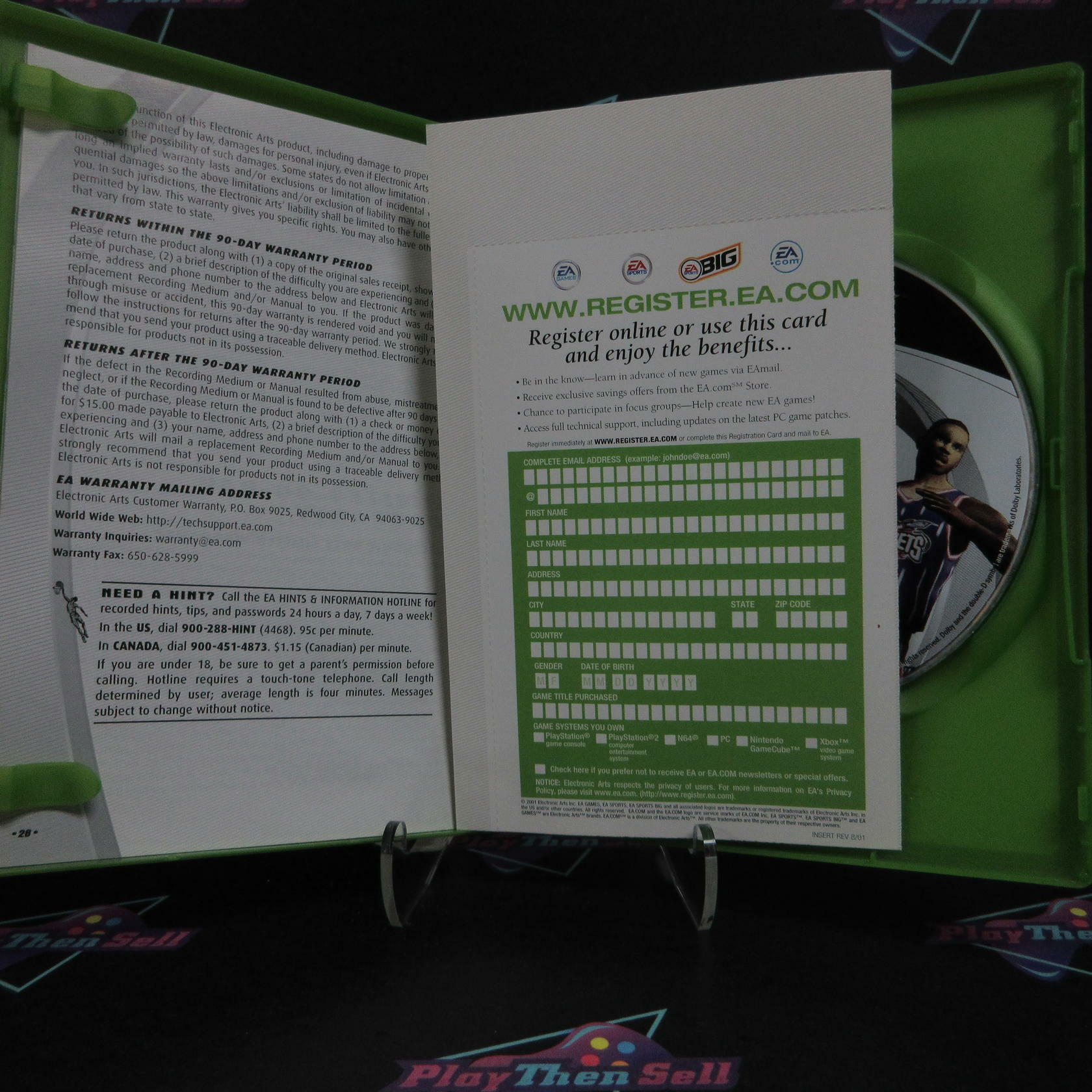 NBA Live 2002 + Reg Card Xbox AD - Very Good