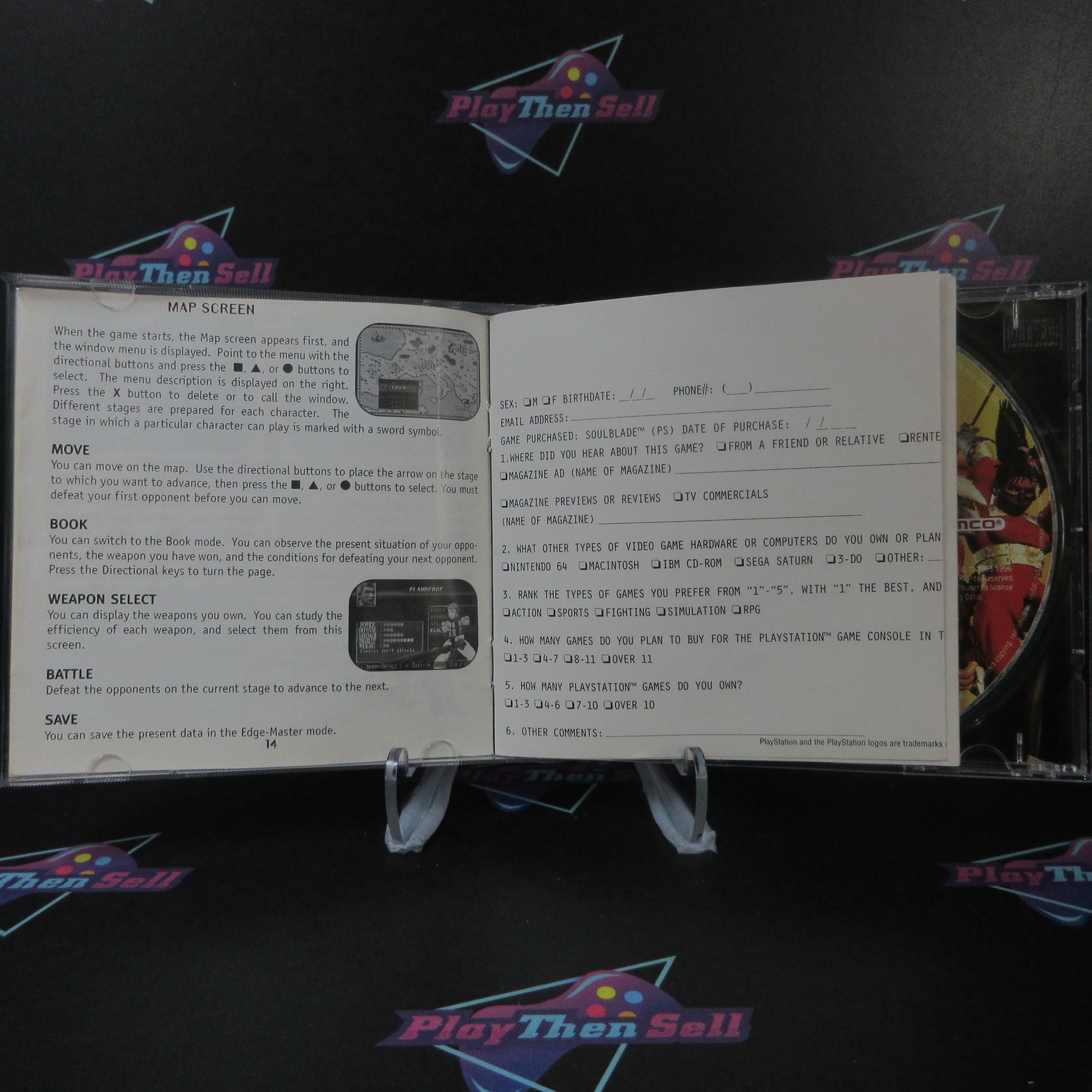 Soul Blade + Reg Card PS1 PlayStation 1 MD Complete CIB - Very Good