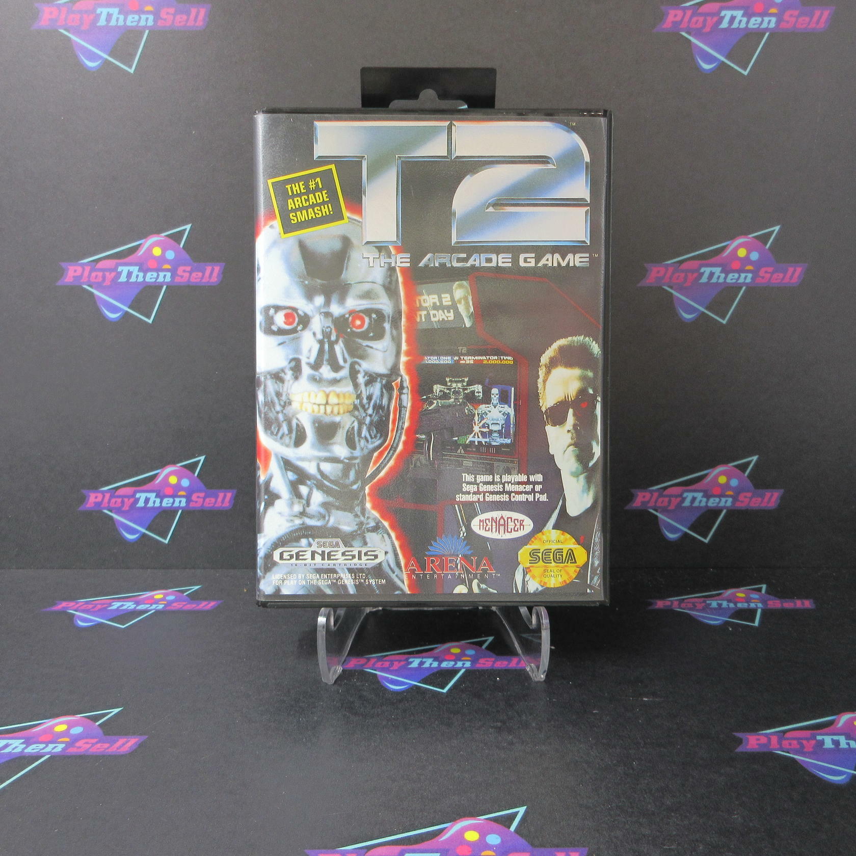 T2 The Arcade Game + Poster Sega Genesis Boxed Complete CIB - Very Good
