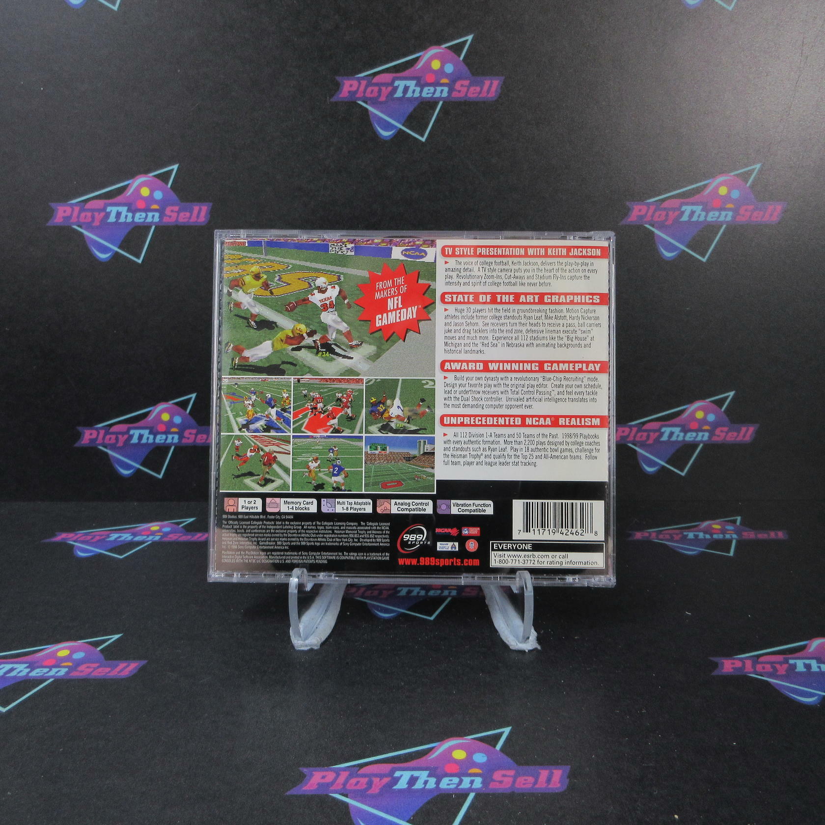 NCAA GameBreaker 99 + Reg Card PS1 PlayStation 1 MD/DD Complete CIB - Very Good