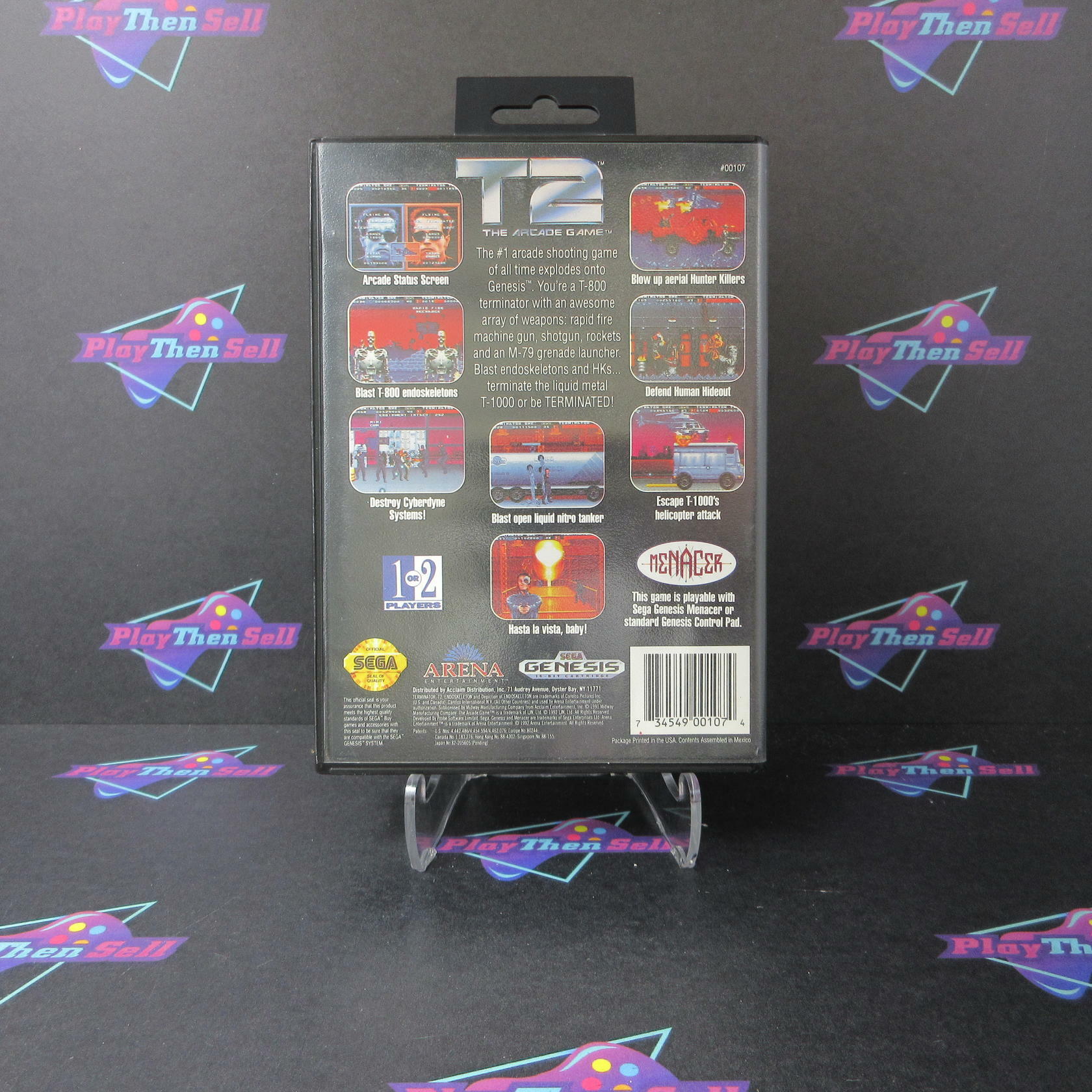 T2 The Arcade Game + Poster Sega Genesis Boxed Complete CIB - Very Good