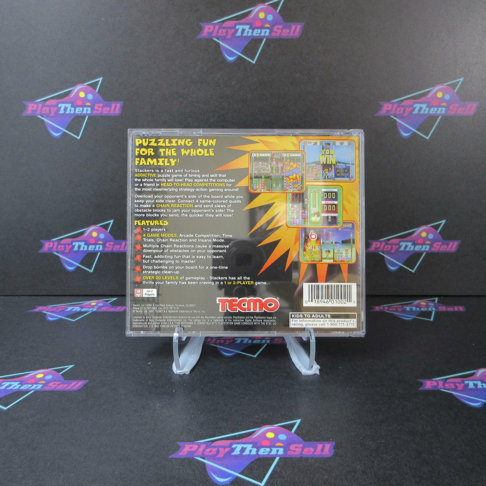 Tecmo Stackers PlayStation 1 PS1 + Reg Card - Like New