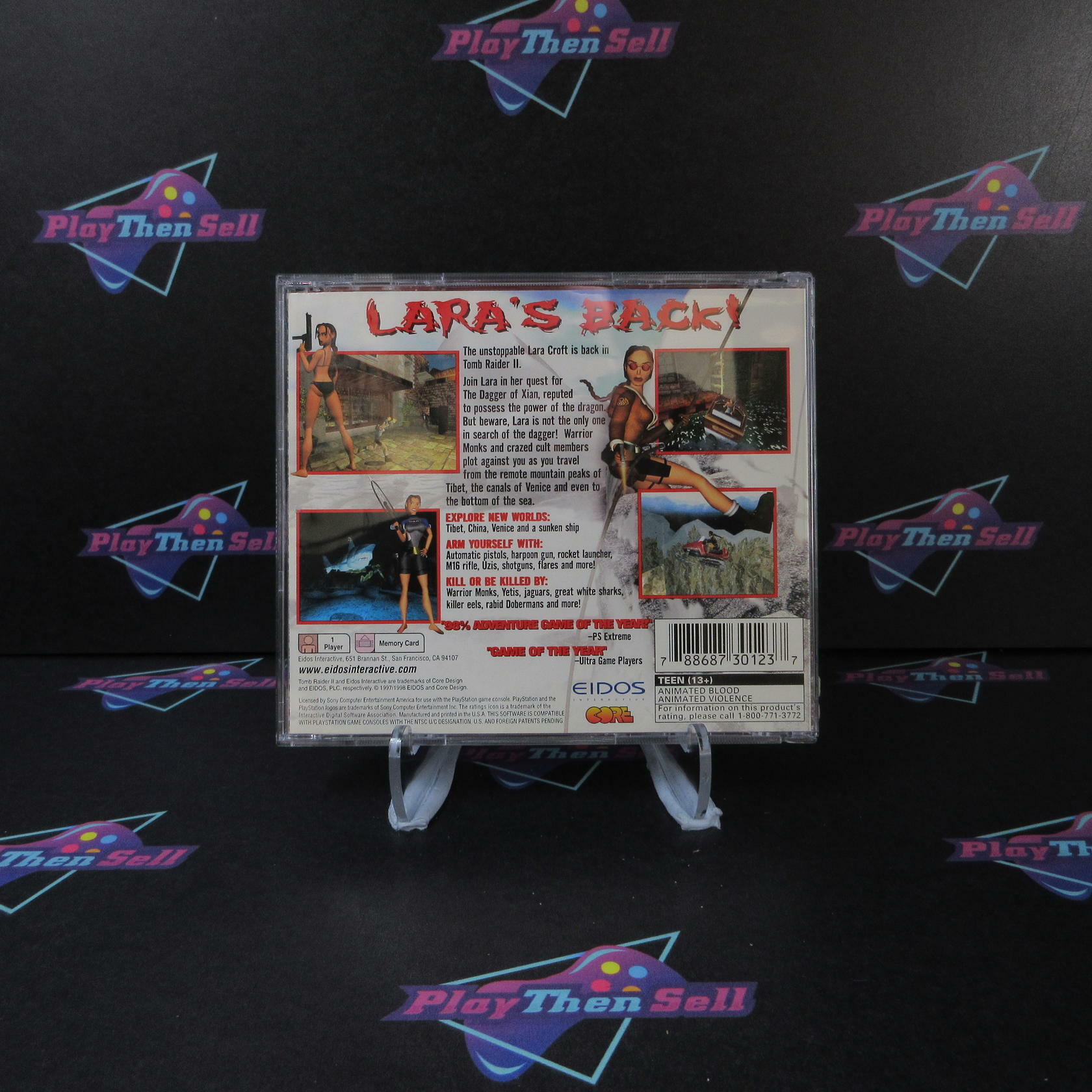 Tomb Raider II + Reg Card PS1 PlayStation 1 MD Complete CIB - Very Good