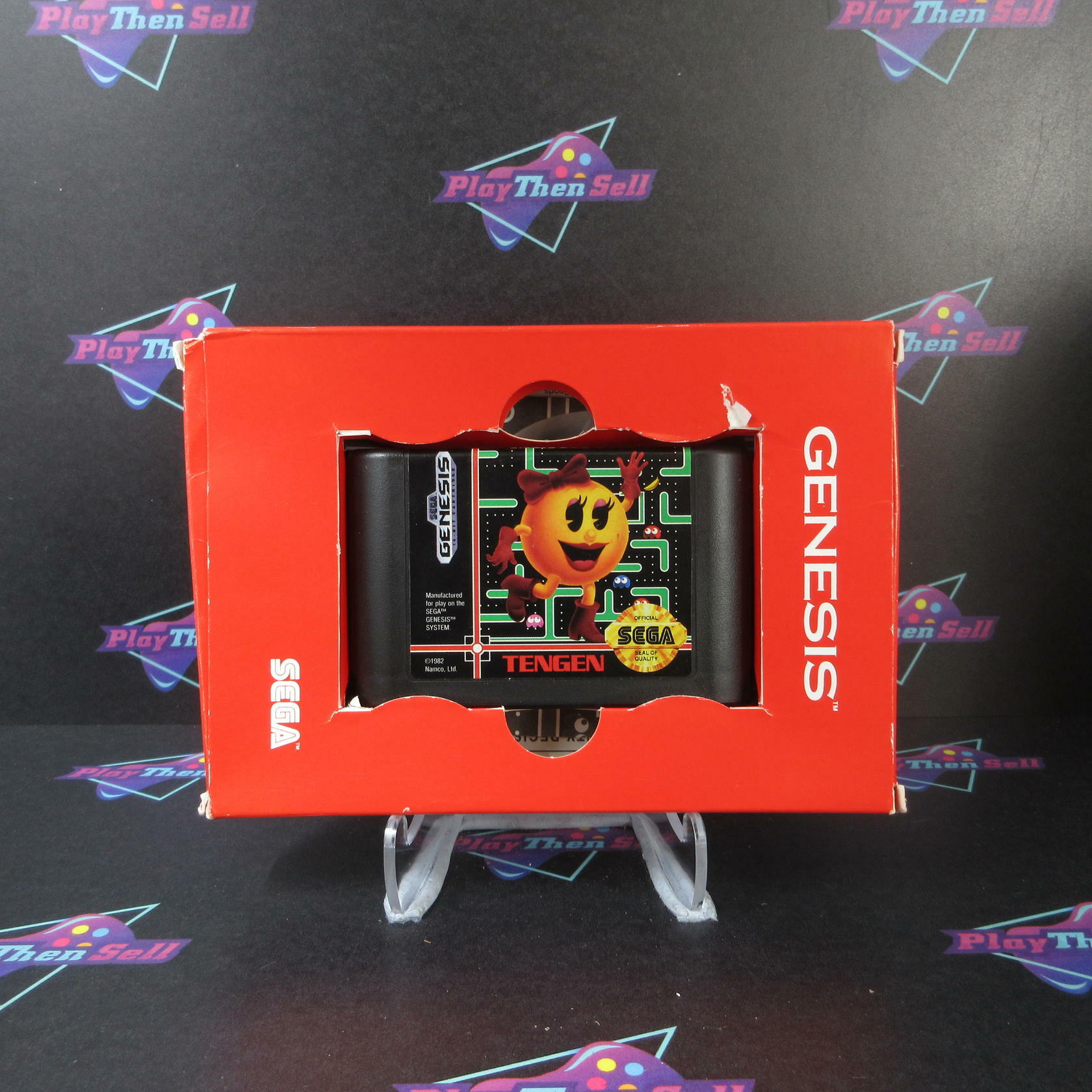 Ms. Pac-man Sega Genesis Paper Box AD Complete CIB - Very Good