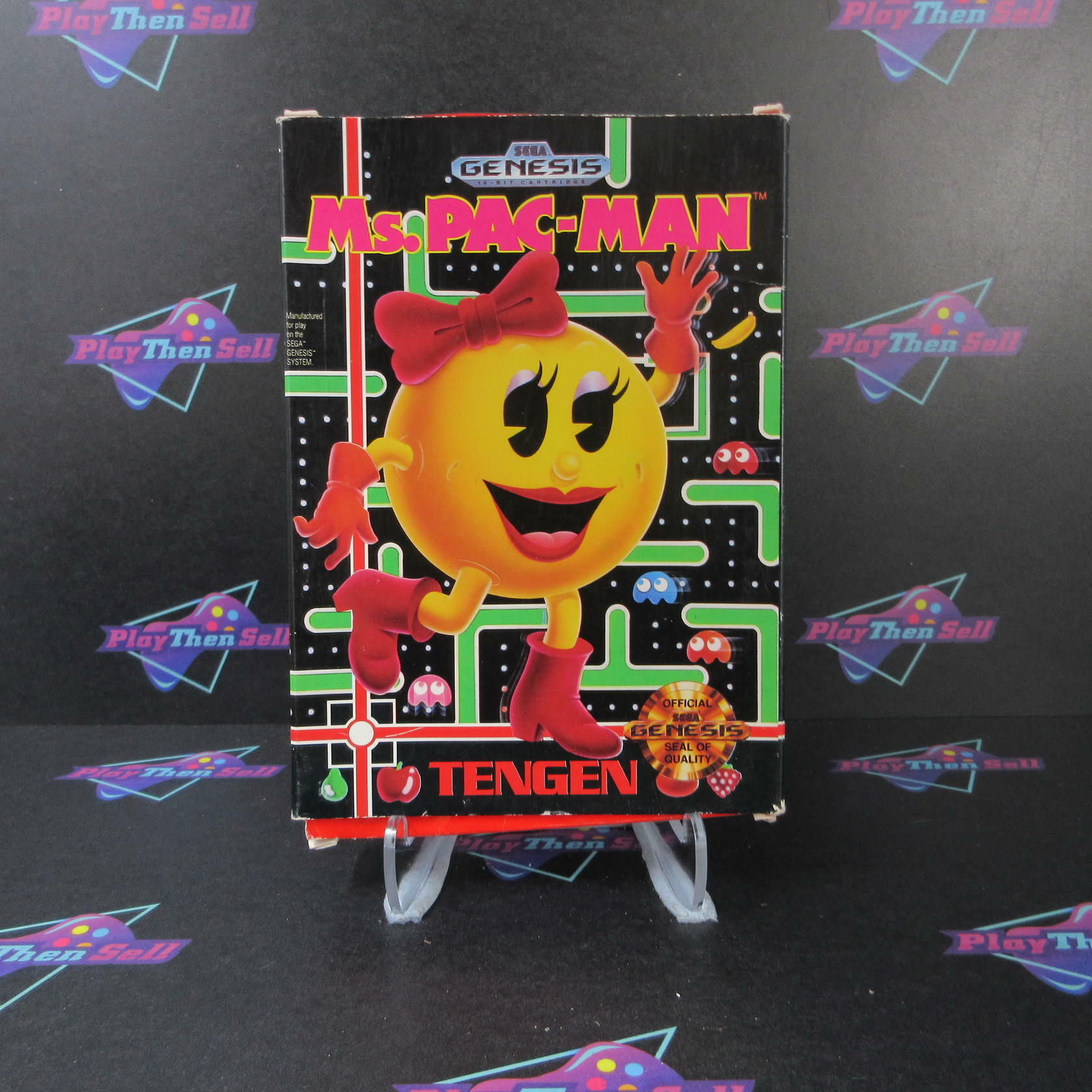 Ms. Pac-man Sega Genesis Paper Box AD Complete CIB - Very Good