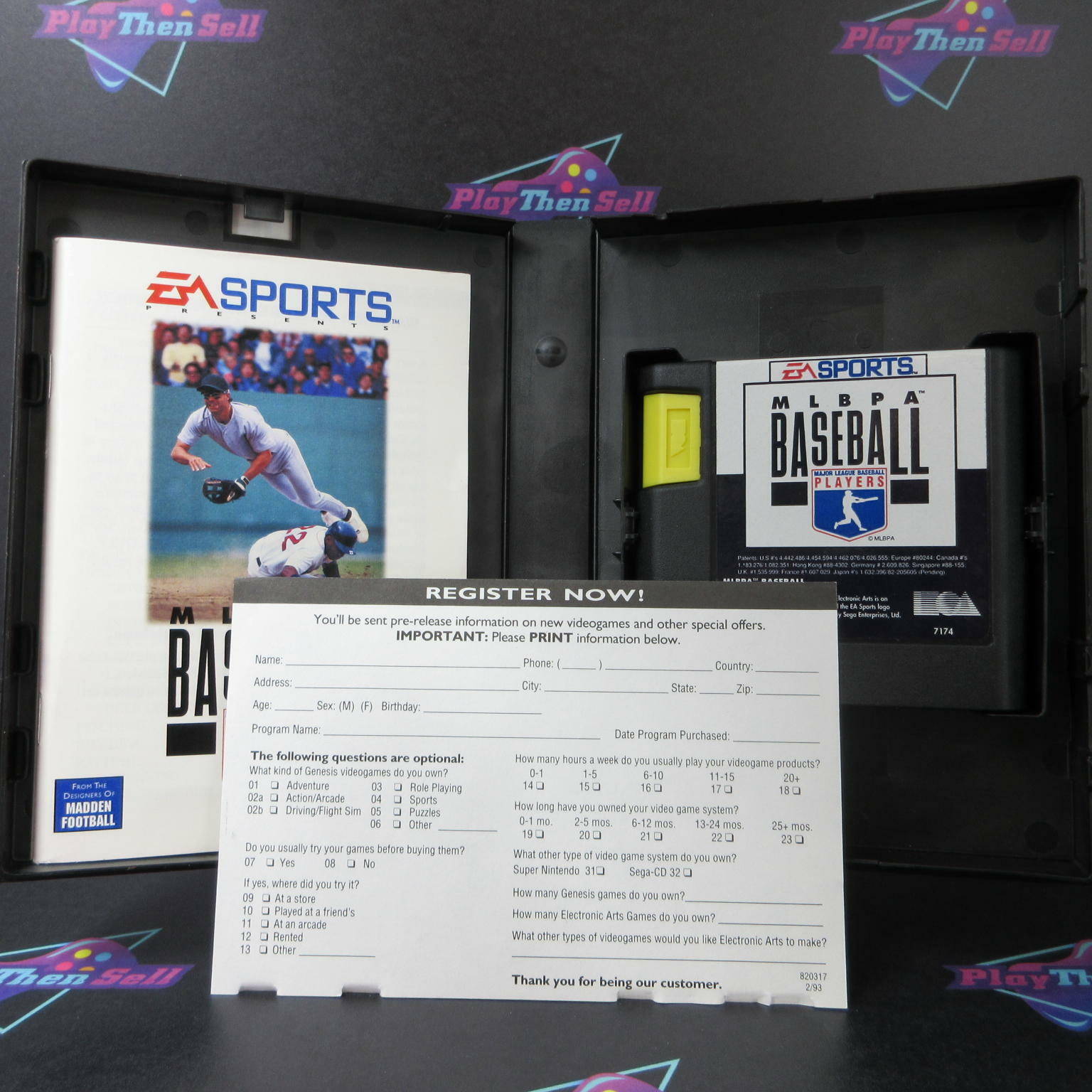 MLBPA Baseball + Reg Card Sega Genesis AD - Very Good