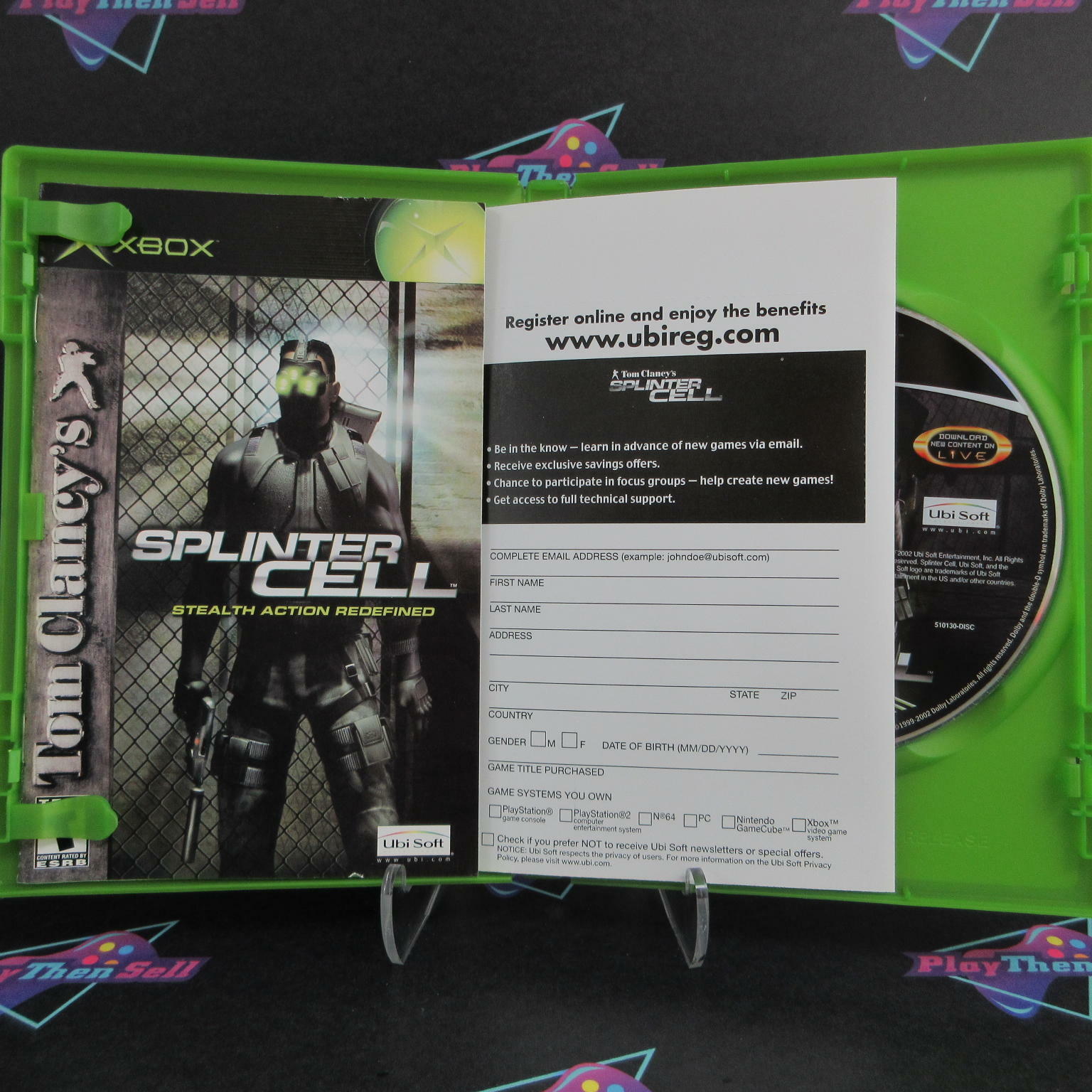 Tom Clancy's Splinter Cell + Reg Card Xbox AD Complete CIB - Very Good