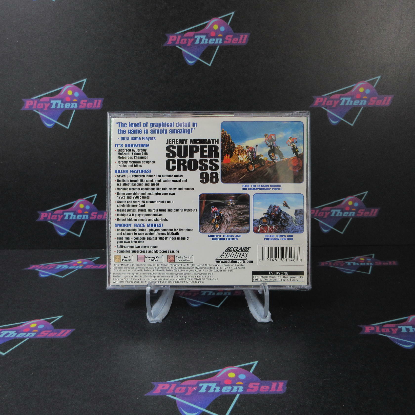 Jeremy Mcgrath Supercross 98 GH + Reg Card PS1 PlayStation 1 MD Complete CIB - Very Good