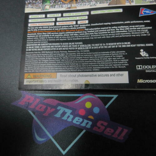 NCAA Football 09 Xbox 360 MD Complete CIB - Very Good