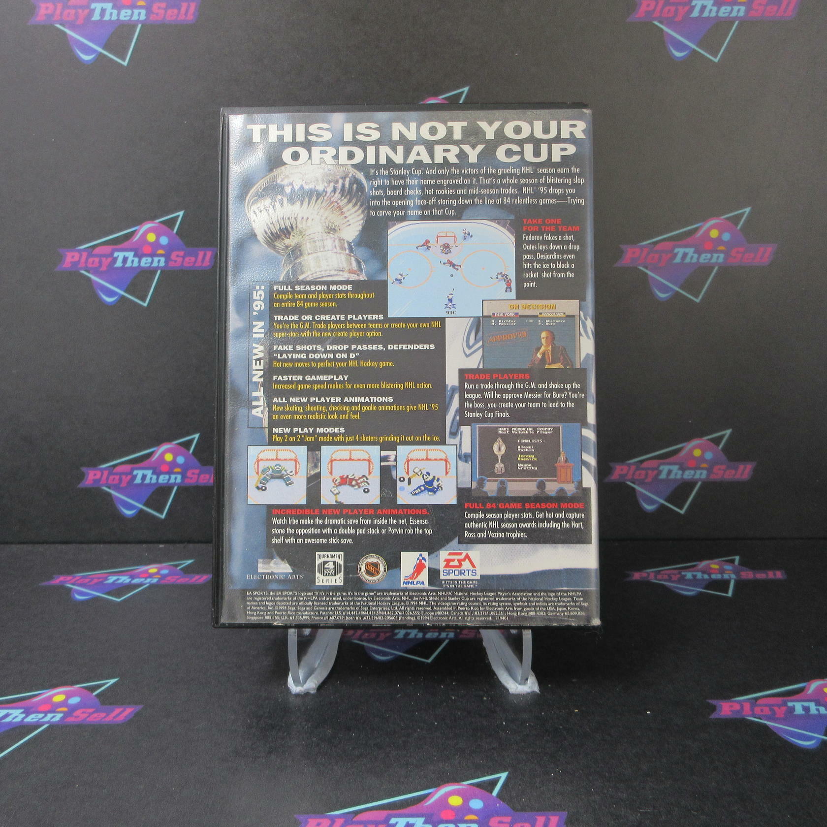 NHL '95 Sega Genesis Boxed NM Authentic / Tested - Very Good