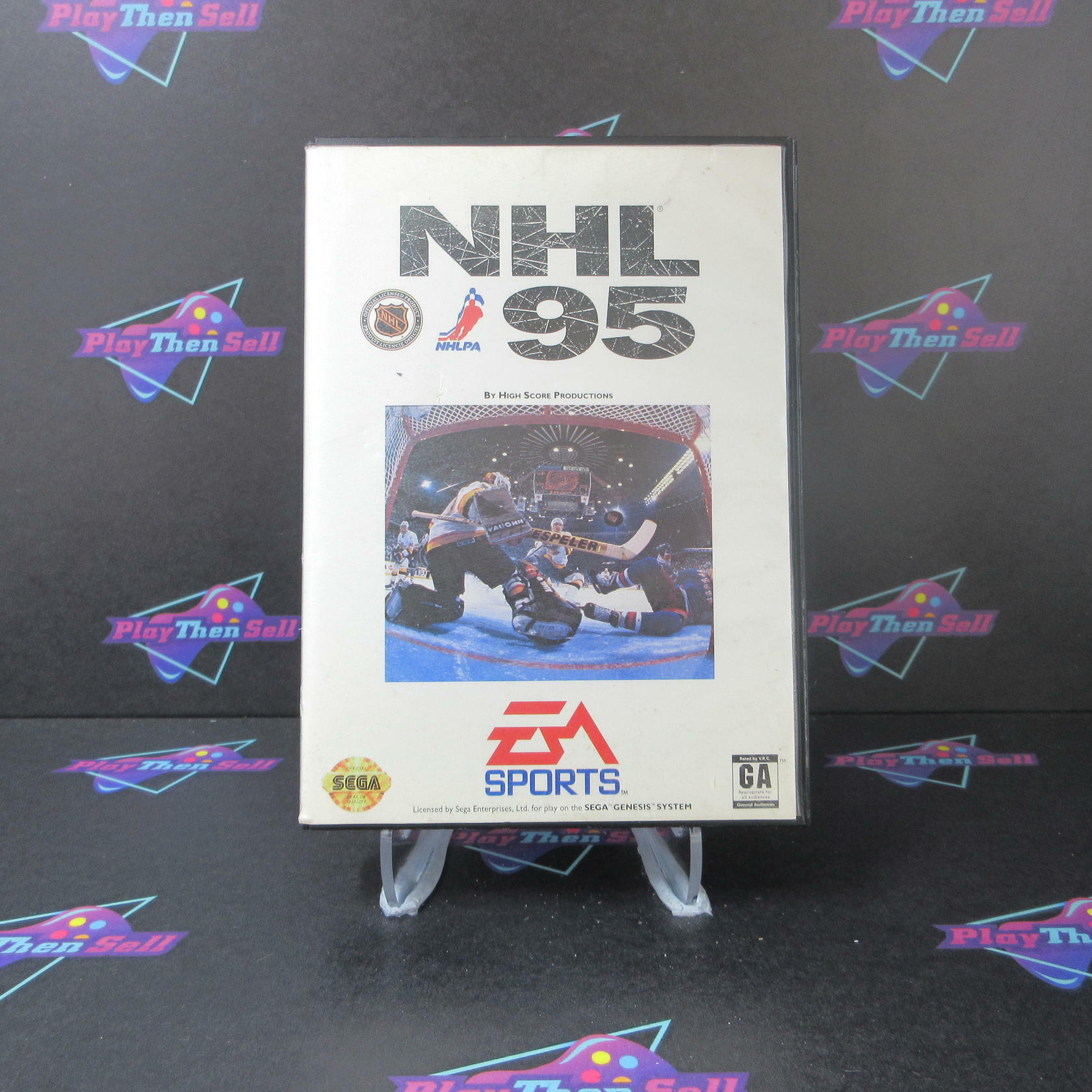 NHL '95 Sega Genesis Boxed NM Authentic / Tested - Very Good