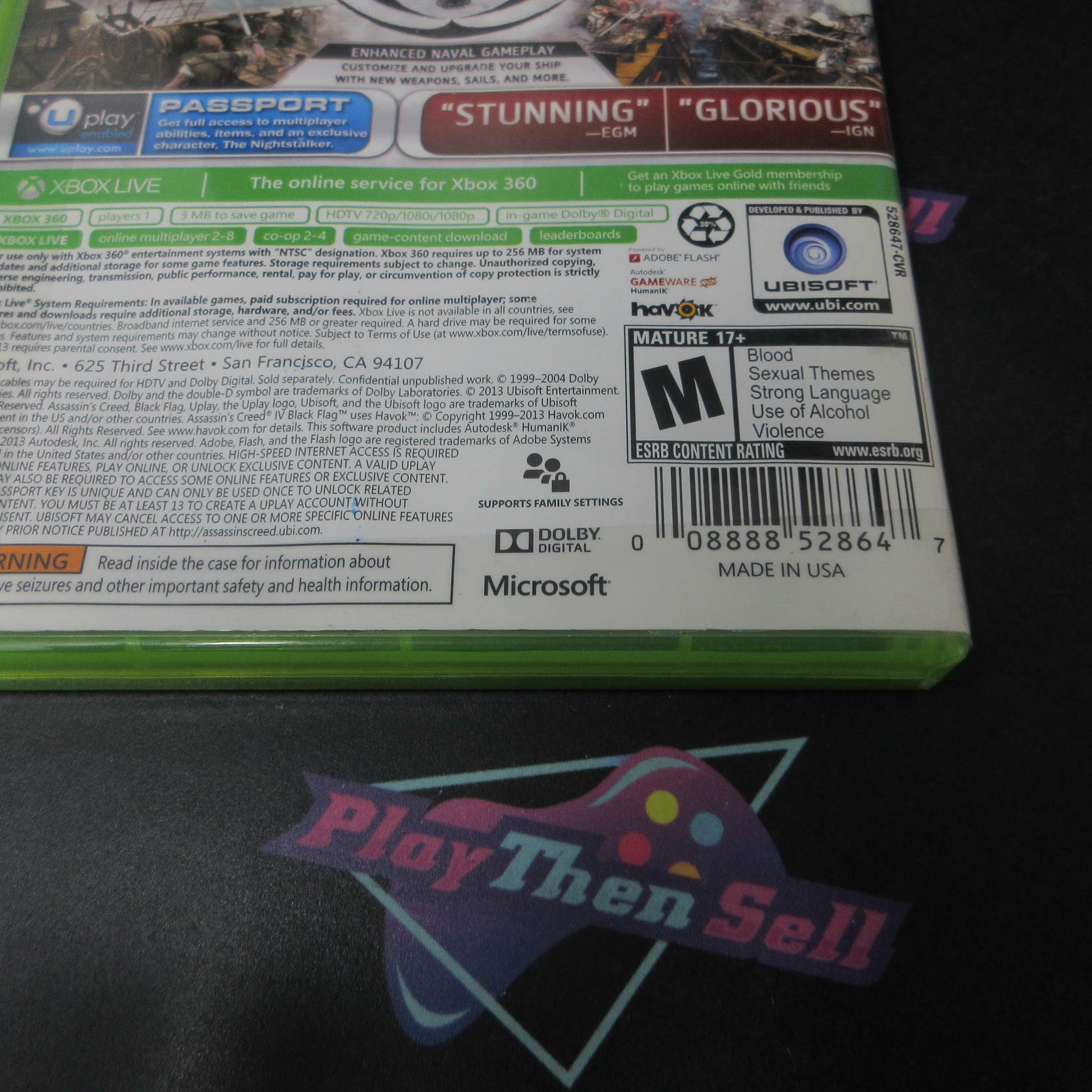 Assassin's Creed IV 4 Black Flag Walmart Edition Xbox 360 AD Complete CIB - Very Good