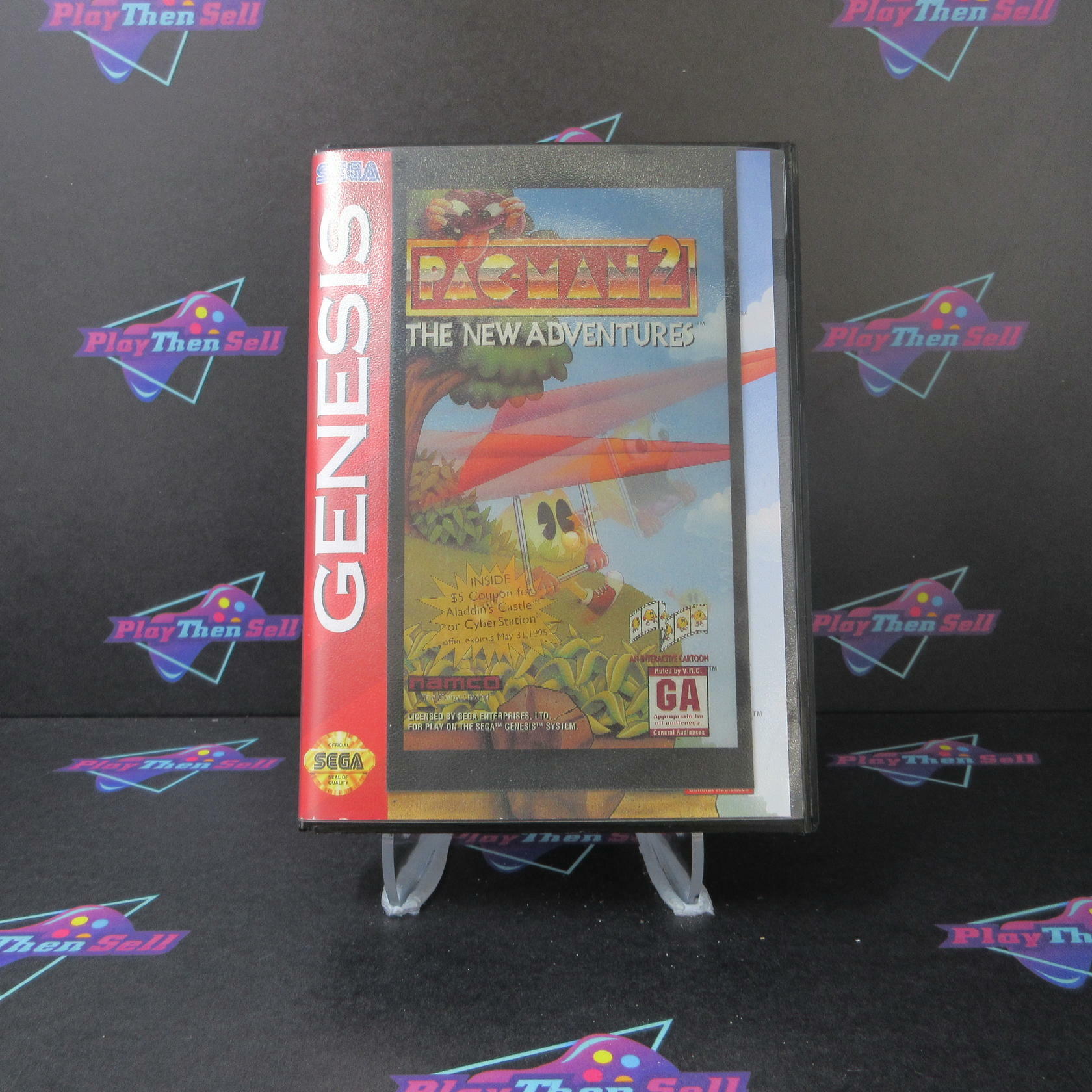 Pac Man 2 - Holo Art Sega Genesis Complete CIB Authentic / Tested - Very Good