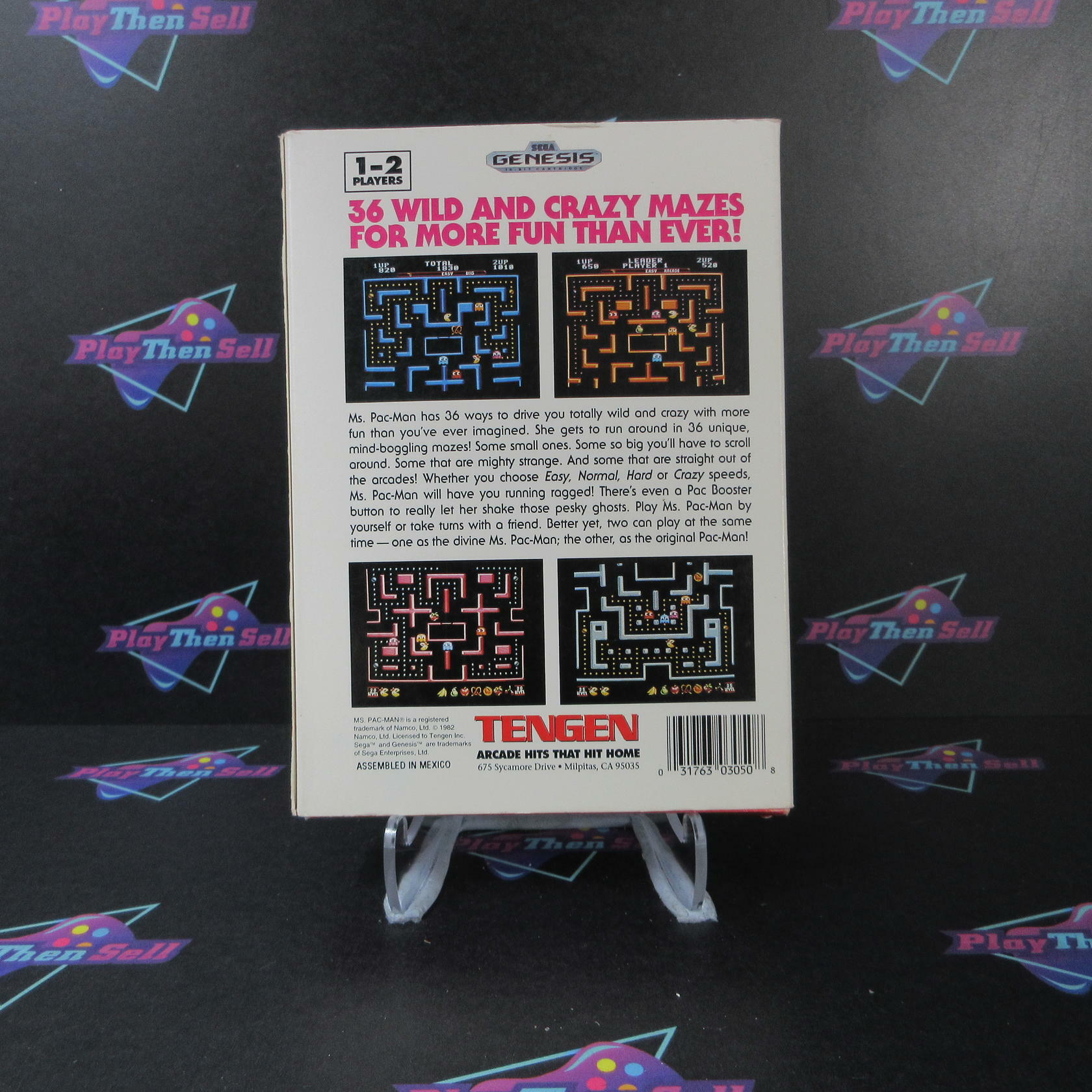 Ms. Pac-man Sega Genesis Paper Box AD Complete CIB - Very Good