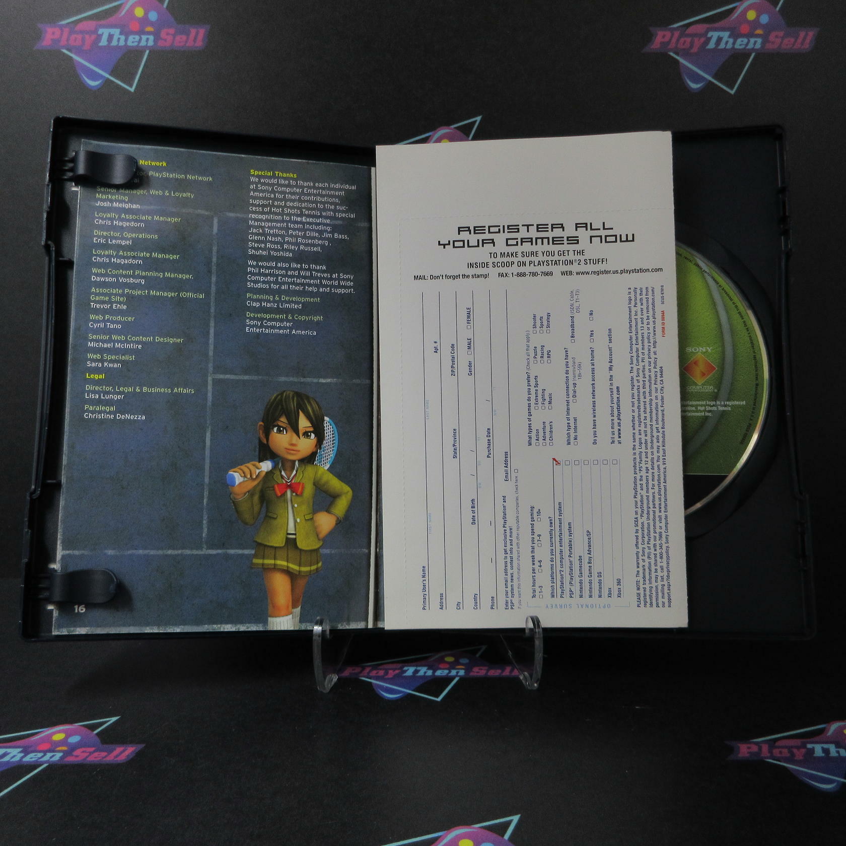 Hot Shots Tennis + Reg Card PS2 PlayStation 2 AD Complete CIB - Very Good