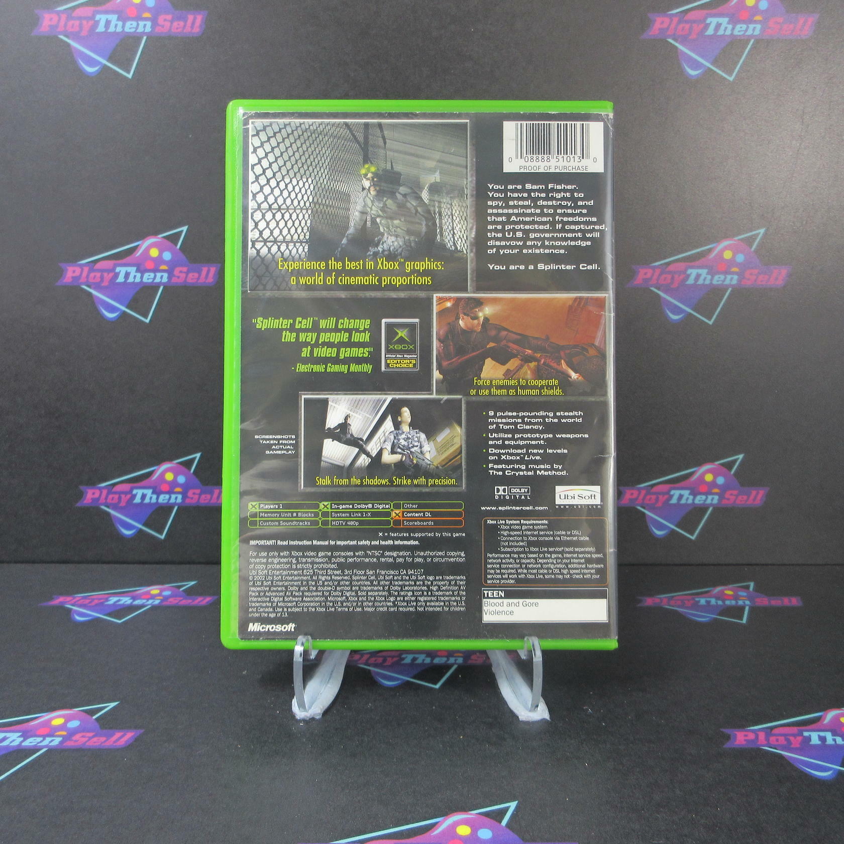 Tom Clancy's Splinter Cell + Reg Card Xbox AD/MD Complete CIB - Very Good