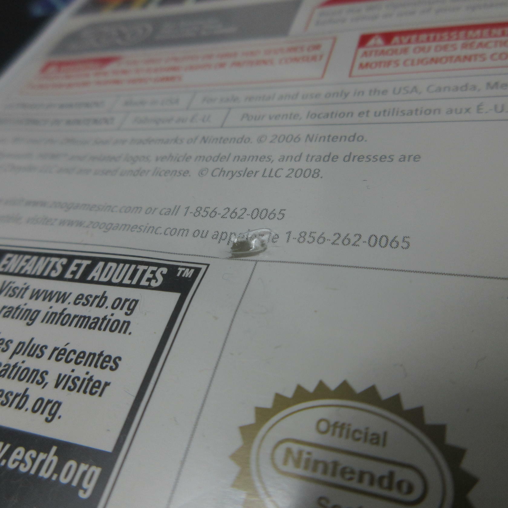 Chrysler Classic Racing - Nintendo Wii AD/DD Complete CIB - Very Good