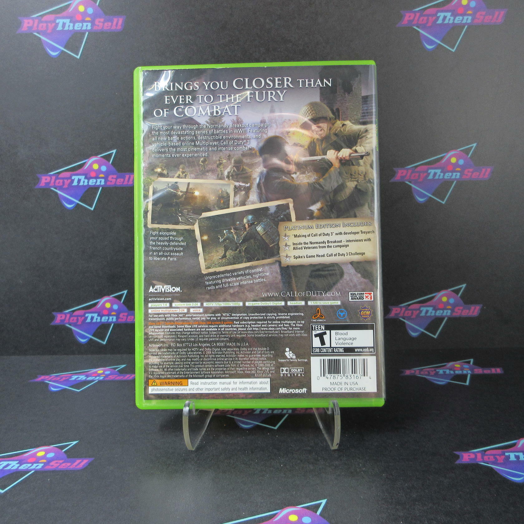 Call of Duty 3 Platinum Hits Xbox 360 + Bonus DVD - Like New