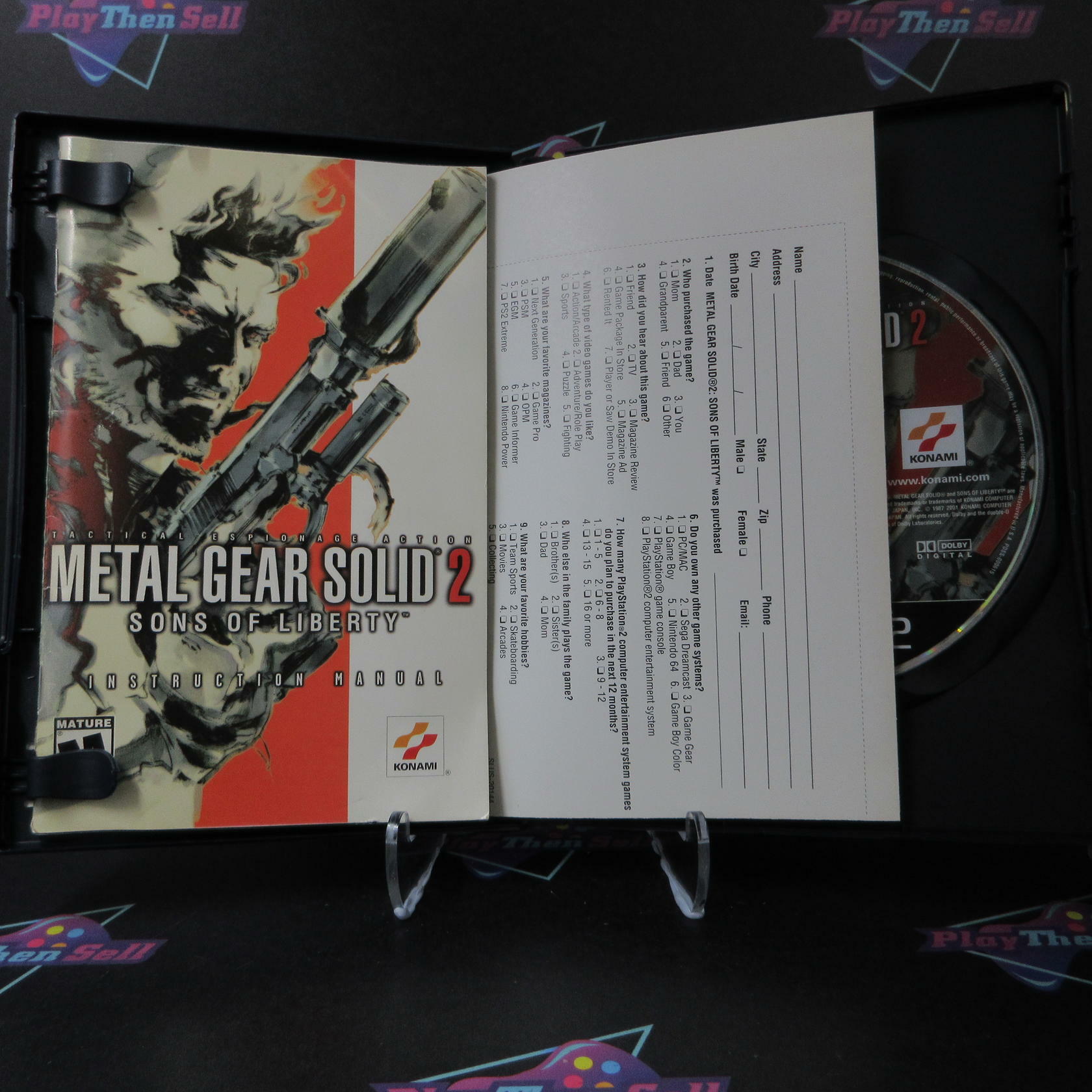 Metal Gear Solid 2 Sons of Liberty + Reg Card PS2 PlayStation 2 AD CIB - Very Good