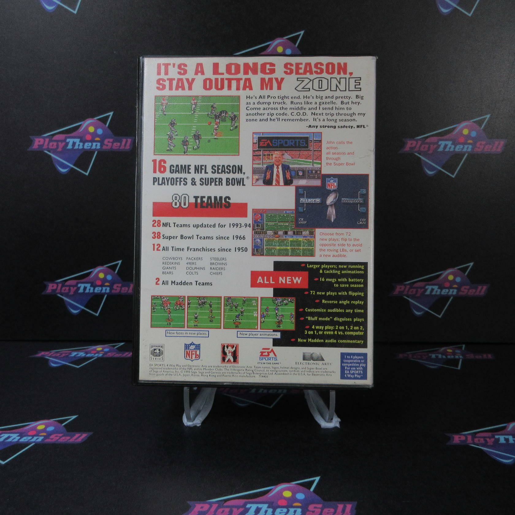 Madden NFL '94 Sega Genesis + Playbooks / Reg Card Complete CIB - Very Good