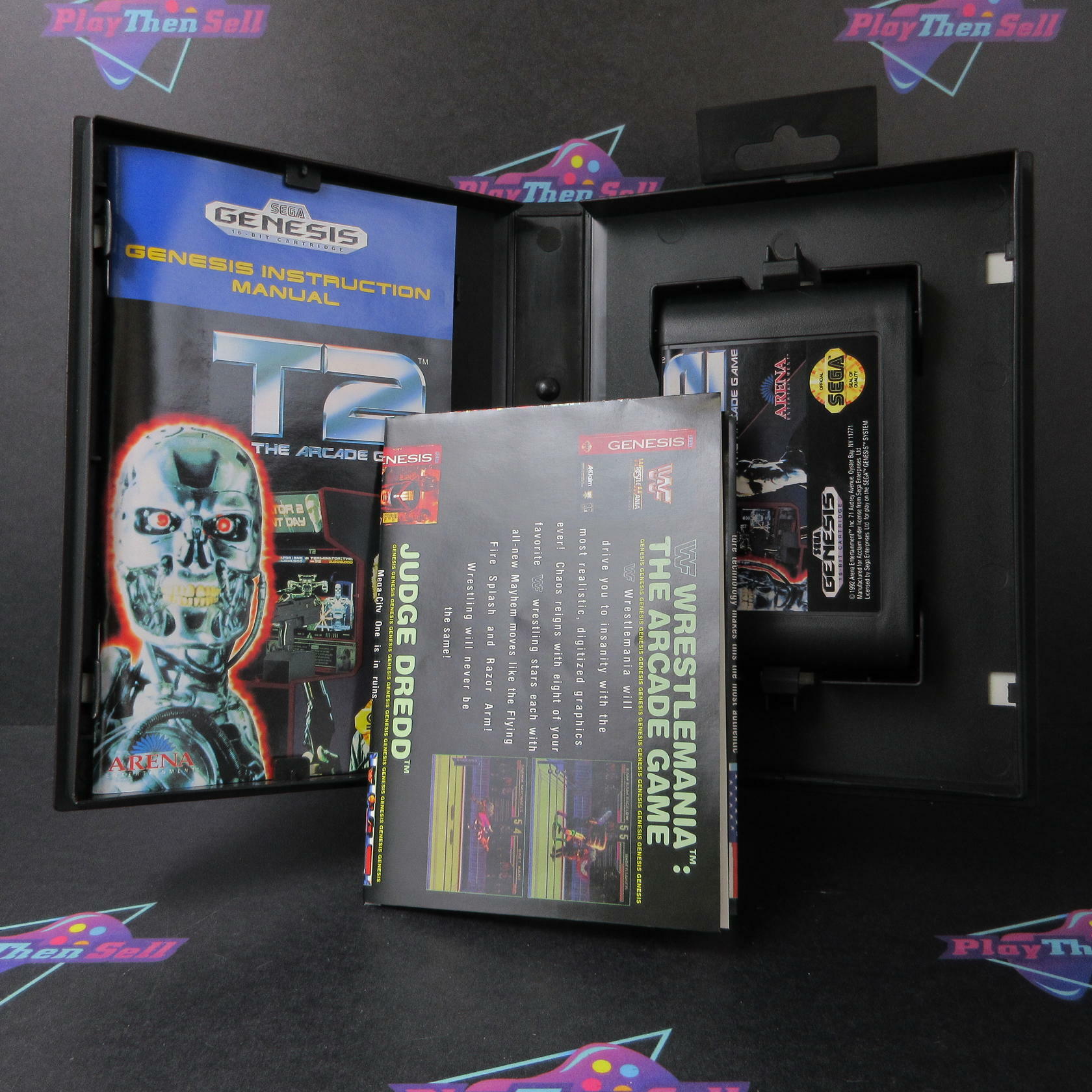 T2 The Arcade Game + Poster Sega Genesis Boxed Complete CIB - Very Good