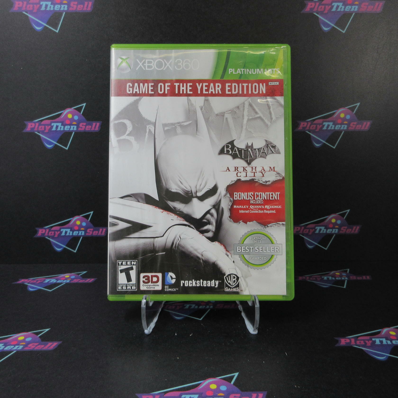 Batman Arkham City GOTY Platinum Hits BL Disc Xbox 360 AD Complete CIB - Very Good