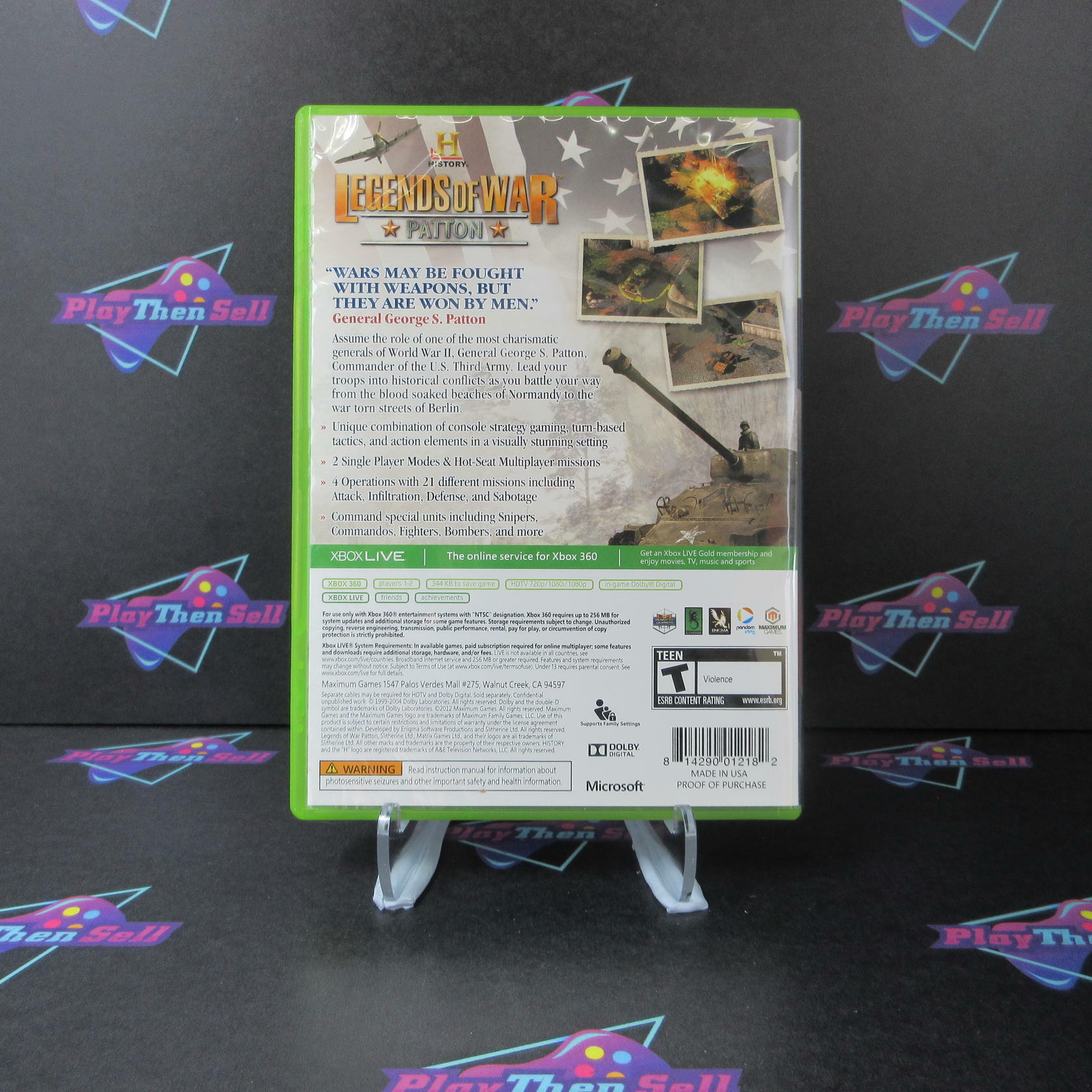 History Legends of War Patton Xbox 360 - Like New