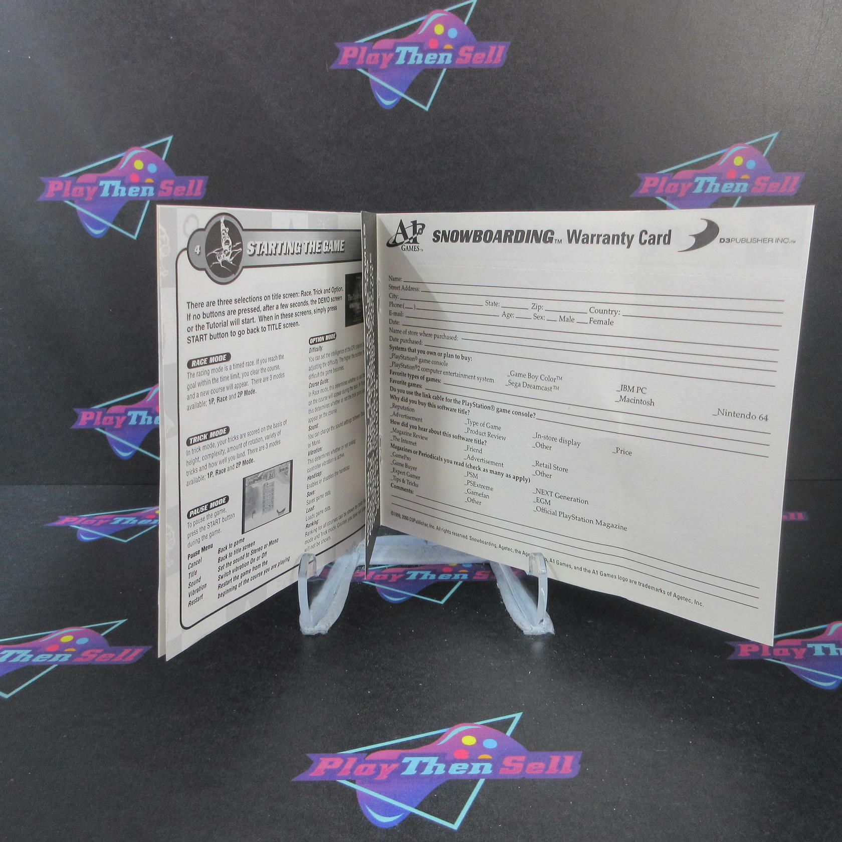 Snowboarding + Reg Card PS1 PlayStation 1 MD Complete CIB - Very Good