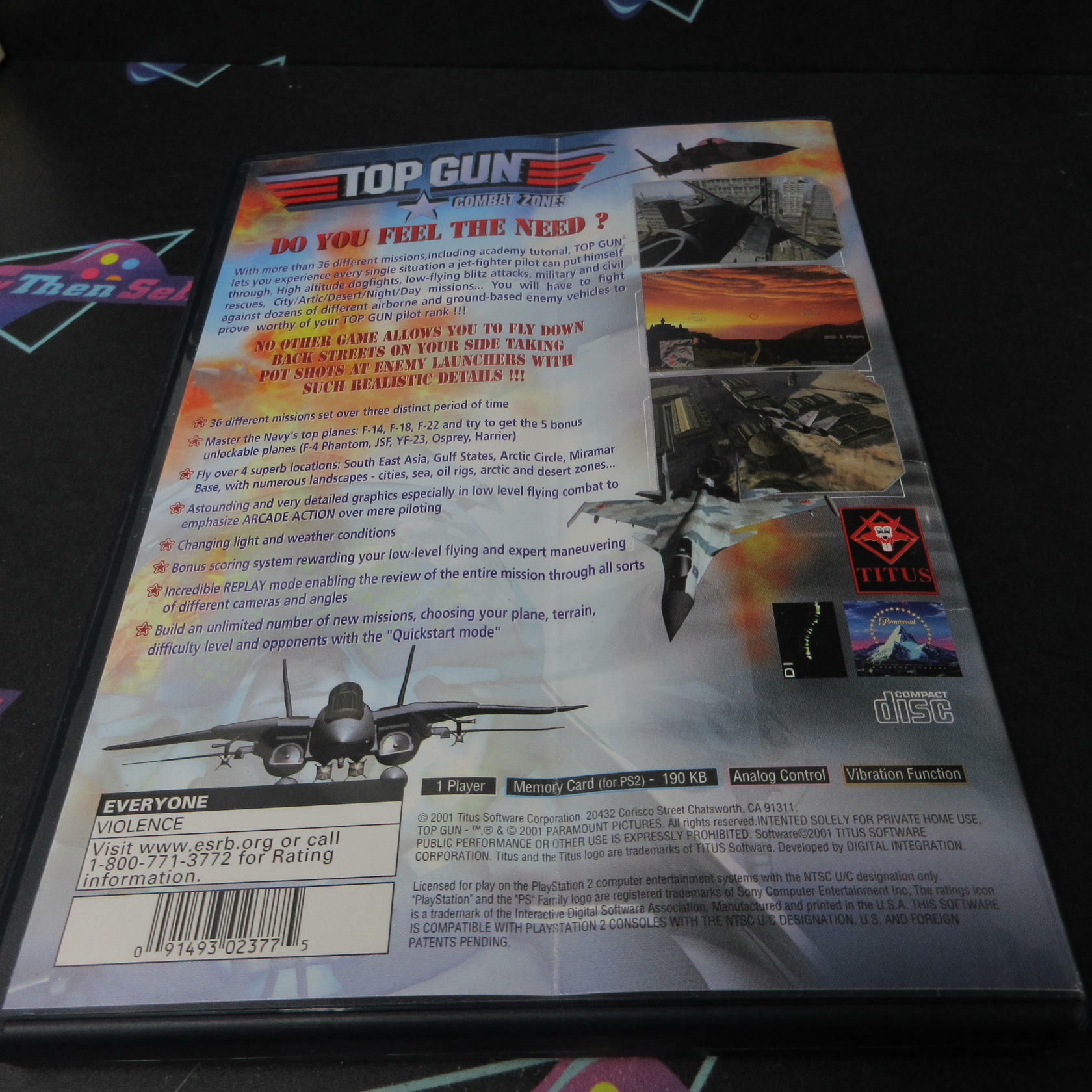 Top Gun PS2 PlayStation 2 AD/DD/NM - Very Good